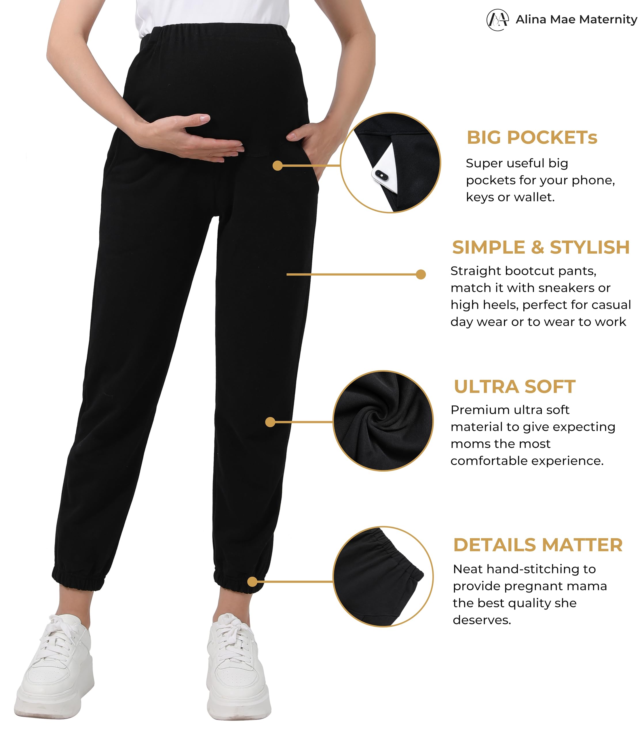 Damen-Umstands-Jogginghose für Schwangere, legere Lounge, über dem Bauch, Fitnessstudio