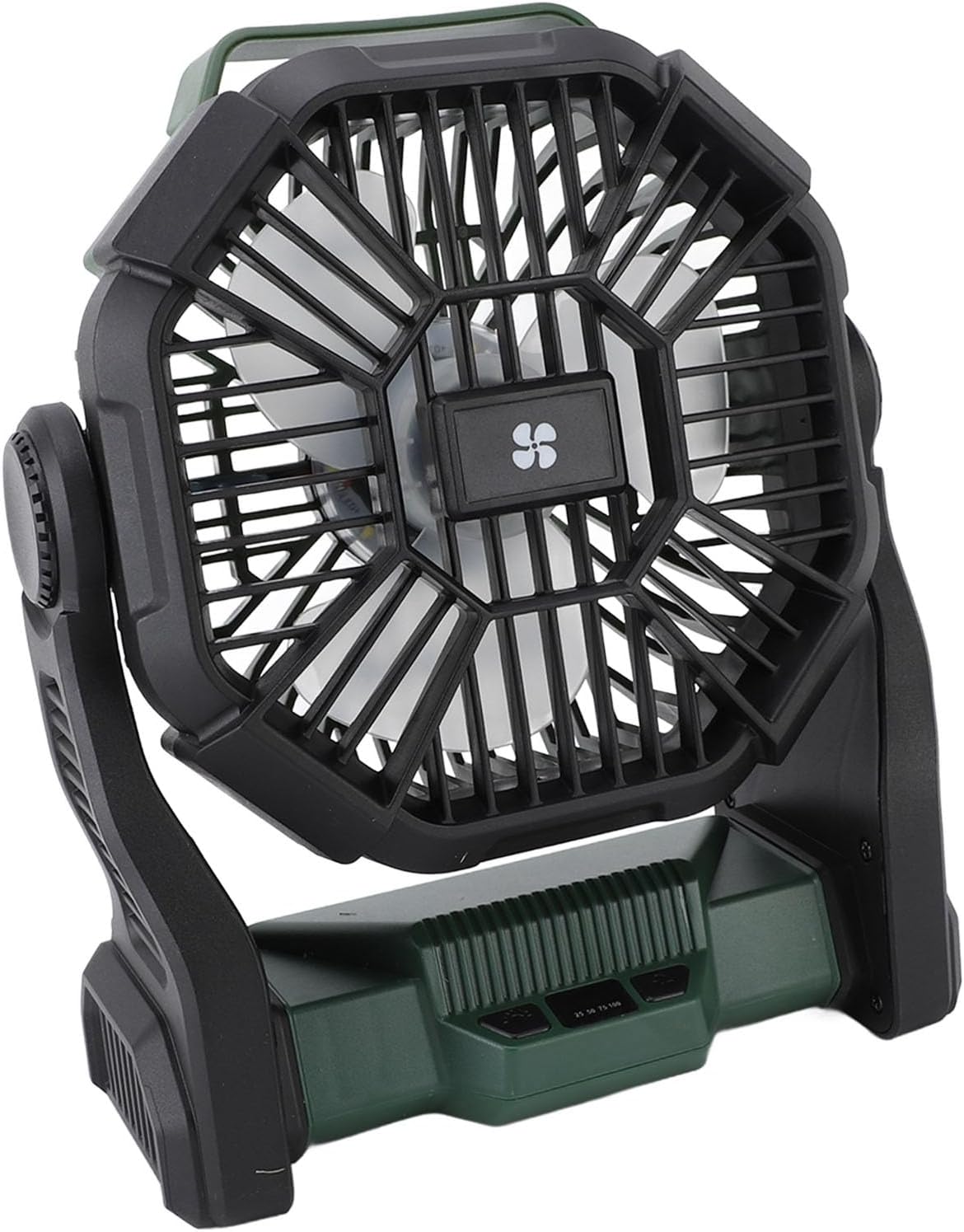 Pongnas Outdoor Camping Fan with LED Lantern, USB Rechargeable Portable Tent Fan for Camping, Lightweight and Multifunctional for Outdoor Adventures (Blackish Green)