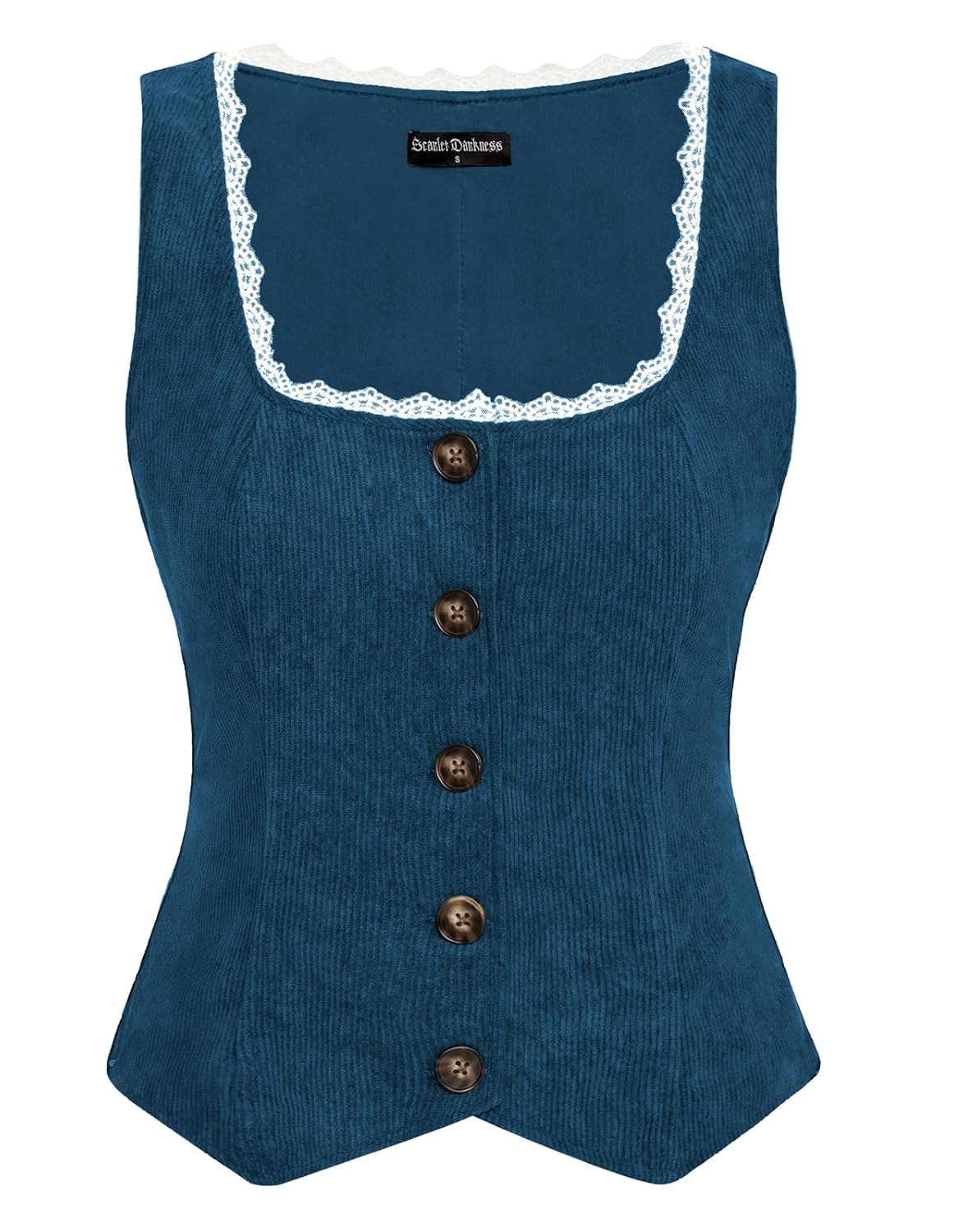 Scarlet Darkness Women Renaissance Corset Vintage Button Down Corduroy Pirate Waistcoat Vest