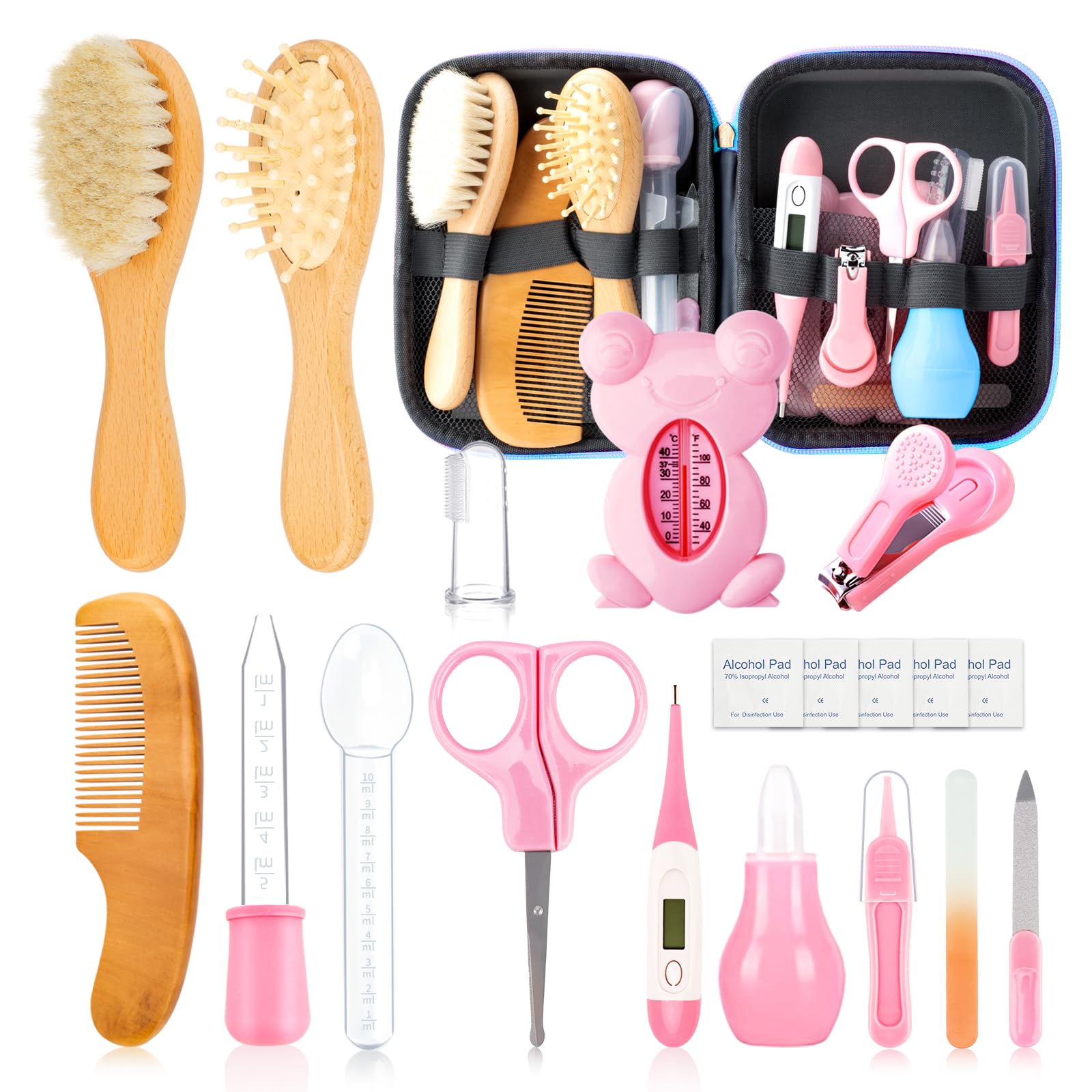 Baby Grooming Kit, Infant Safety Care Set with Hair Brush Comb Nail Clipper Nasal Aspirator,Baby Essentials Kit for Newborn Girls Boys(19 Pc Pink Kit) similar product