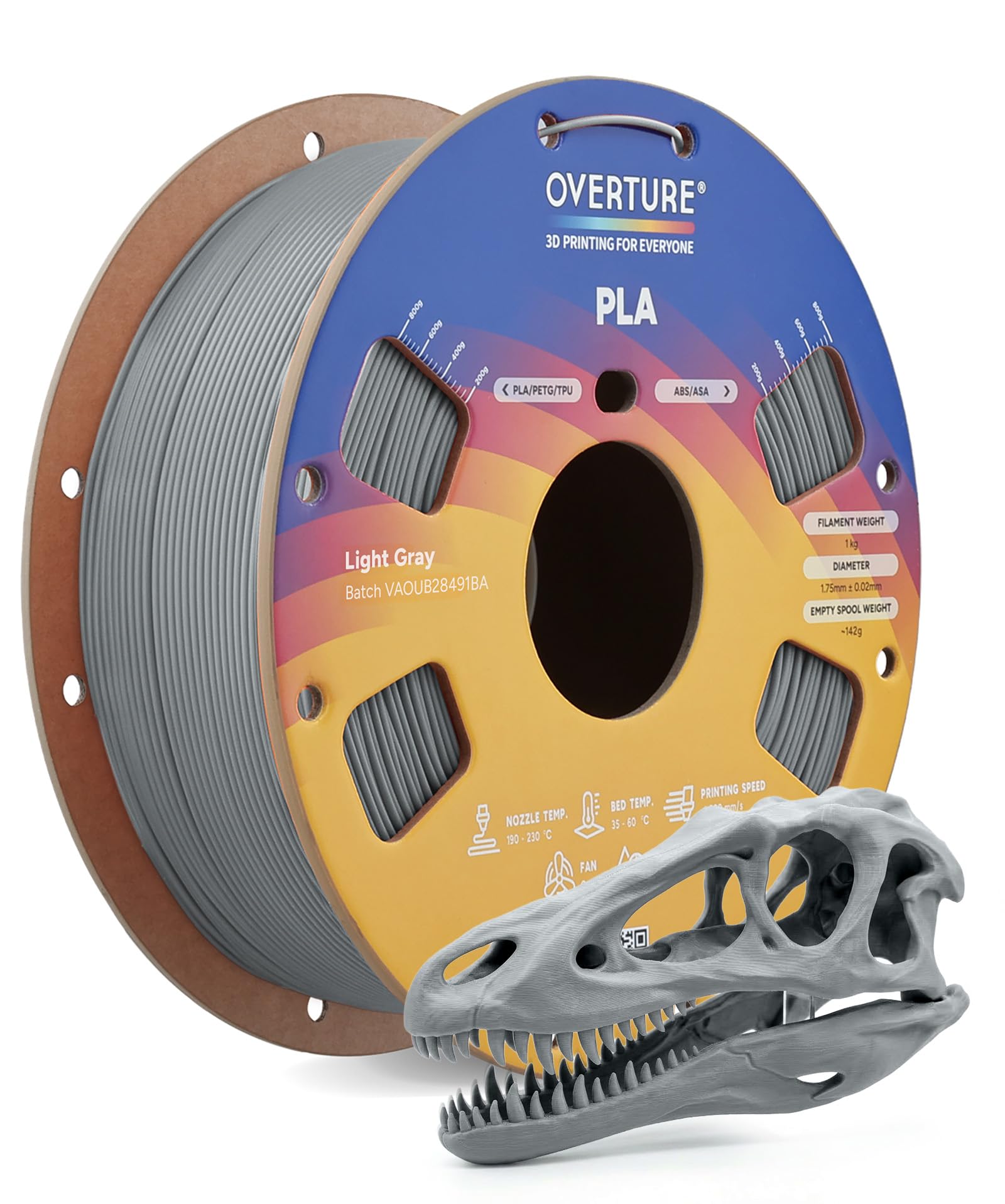 Overture 1.75mm PLA Filament - 1kg Black -30