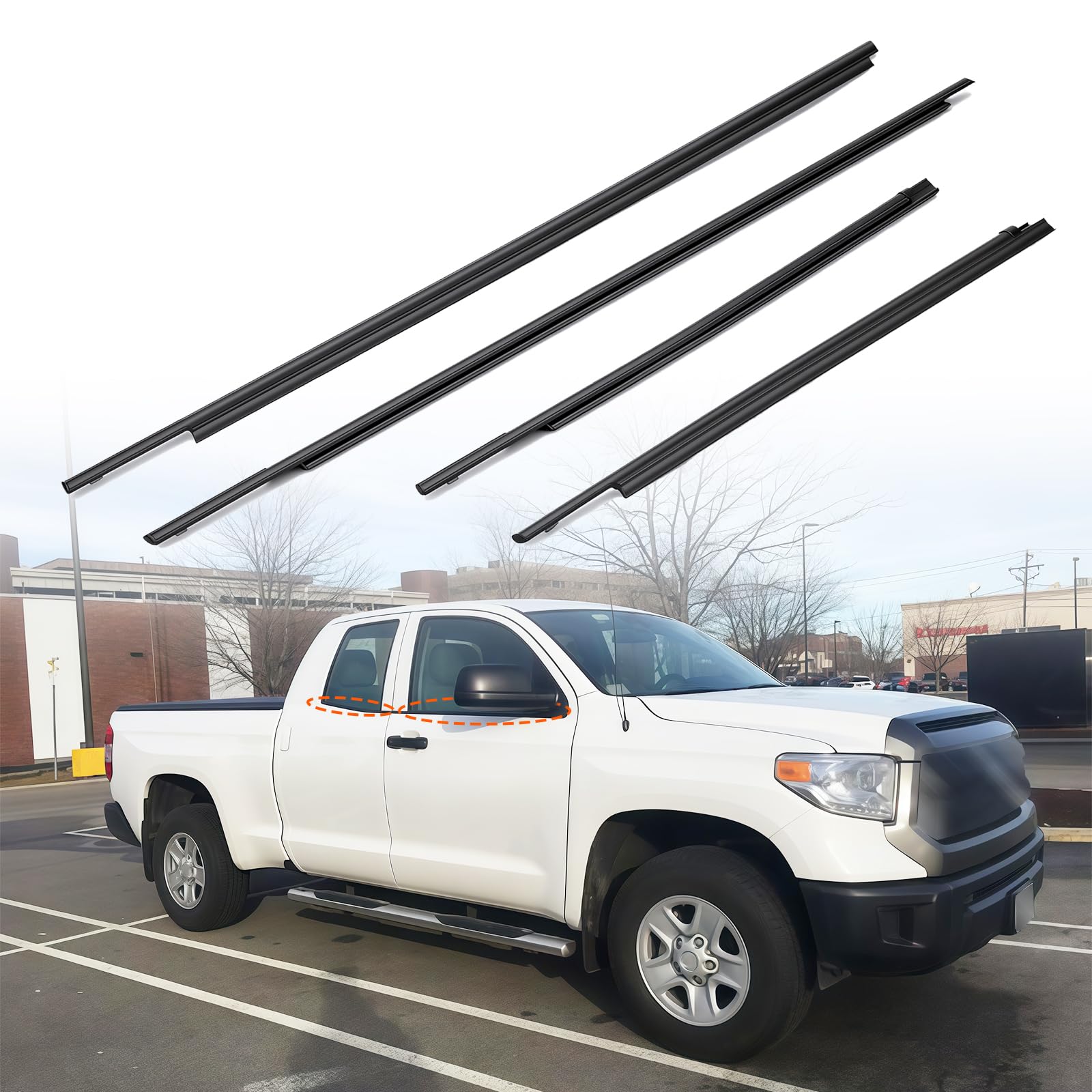 2x Roof Molding Weatherstrips For 2007-2020 Toyota Tundra Double Cab – Black Rubber