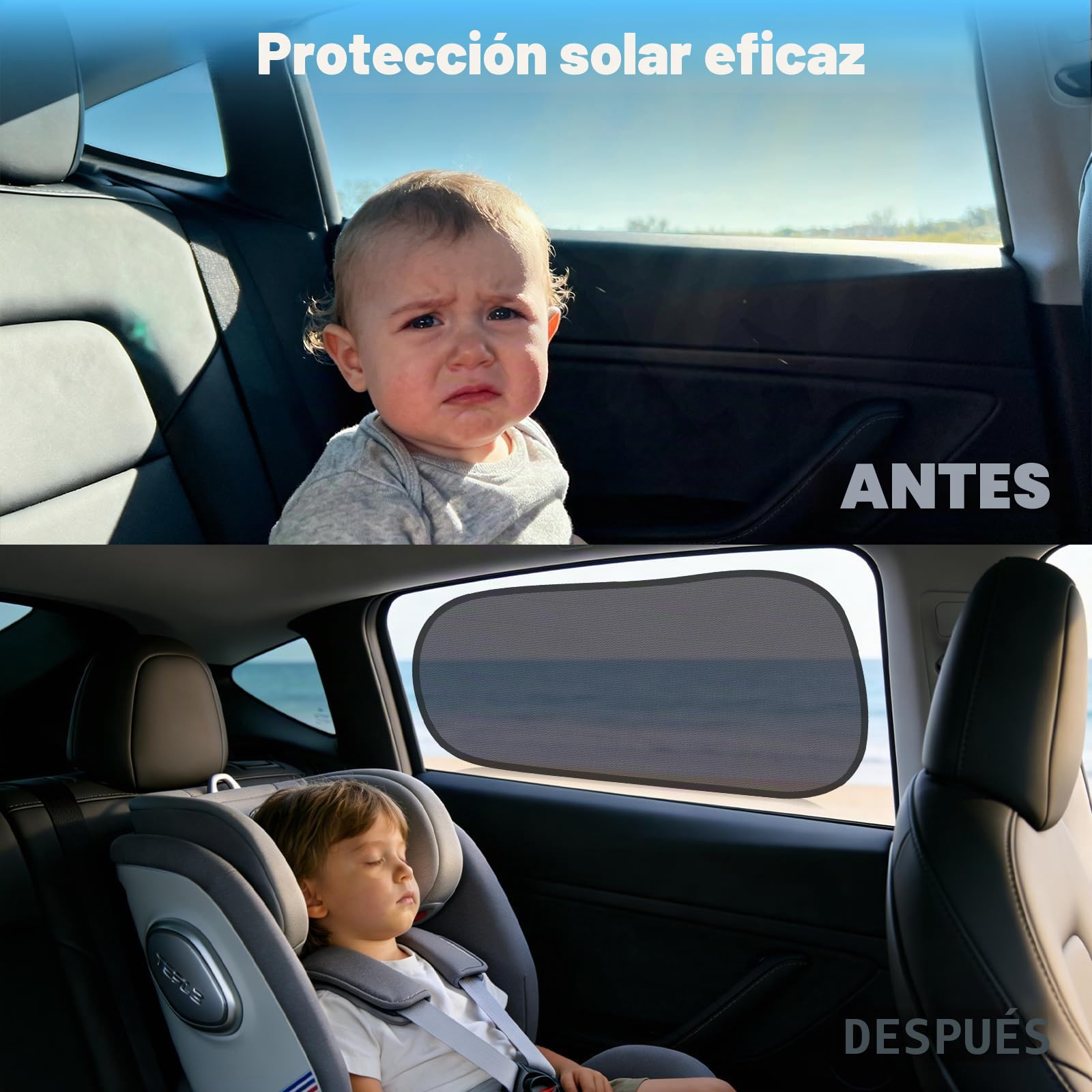 ZATOOTO Juego de 2 Protectores solares para Coche para bebés para Tesla Model Y, Parasol para Coche para niños para la Ventana Lateral Trasera con protección UV, Protector Solar Autoadhesivo para