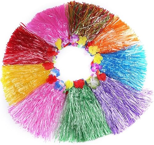 Miniatura 3 de Faldas de hierba para niños con falda hawaiana de hierba de Leis, falda de hierba hula tropical hawaiana fiesta en la playa