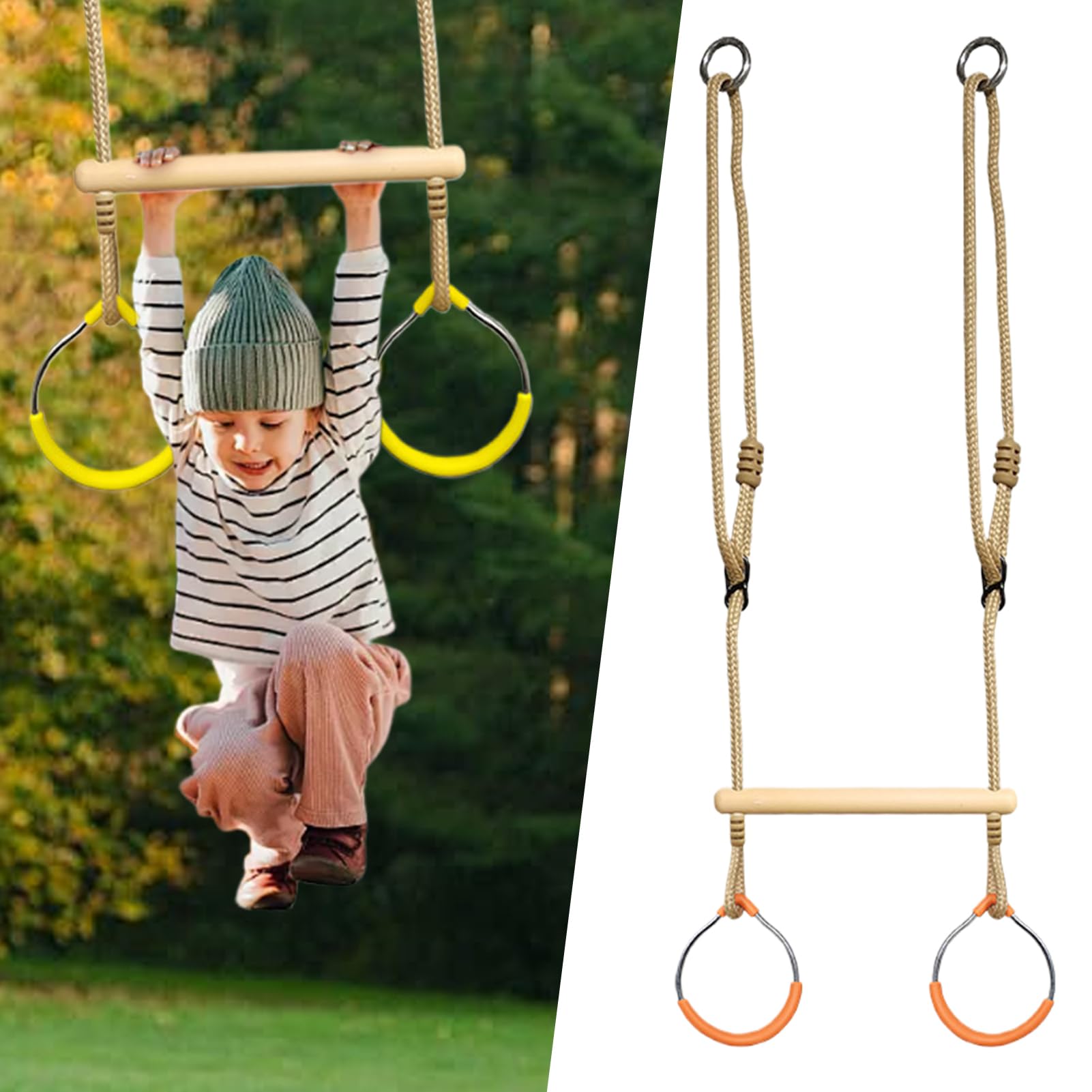 Trapèze de Jeu - Anneaux Gymniques pour Escalade et Jeu de Singe - Parcours d'obstacles Équipement de Jeu Sensoriel Grimpe et Équilibre pour Intérieur Extérieur Jardin