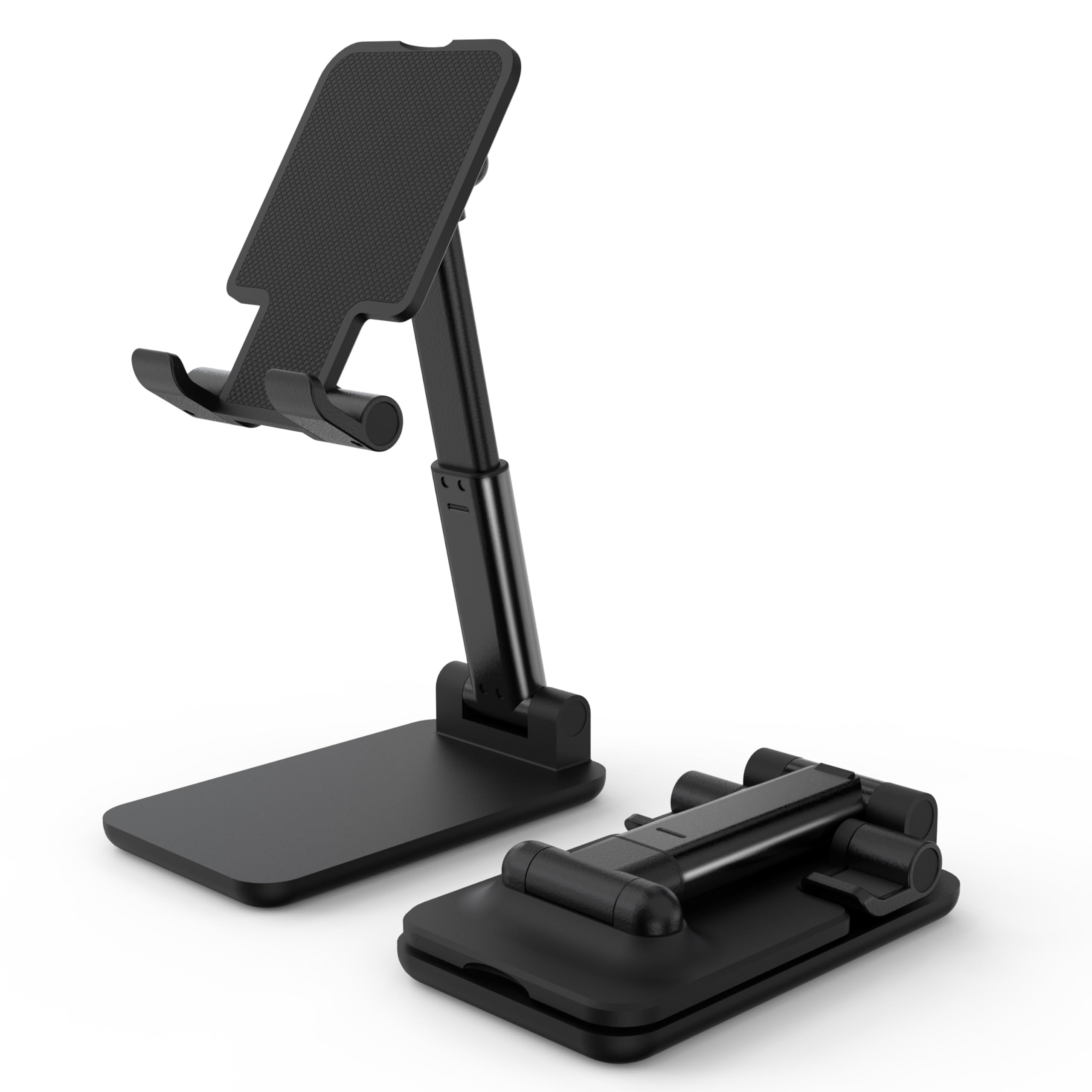 HZZADZXW Cell Phone Stand, Adjustable Angle and Height Cell Phone Holder for Desk, Foldable and Portable, Anti-Slip Silicone Pad, Compatible with All