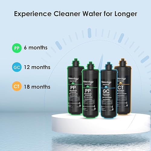 Miniatura 4 de Waterdrop TSA - Filtro de agua de repuesto de 3 etapas, repuesto para sistema de filtración de agua de 3 etapas Waterdrop TSA y TSB, 2PP+GC+CT