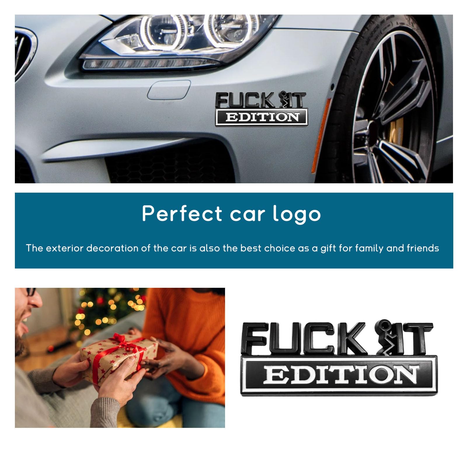 Fuck It Edition Emblem for Car, Auto Fender Bumper Decoration Stickers, Vehicle 3D Side Fender Rear Trunk Decal Badge, Universal Exterior Accessories for Car Truck SUV (Black & White)