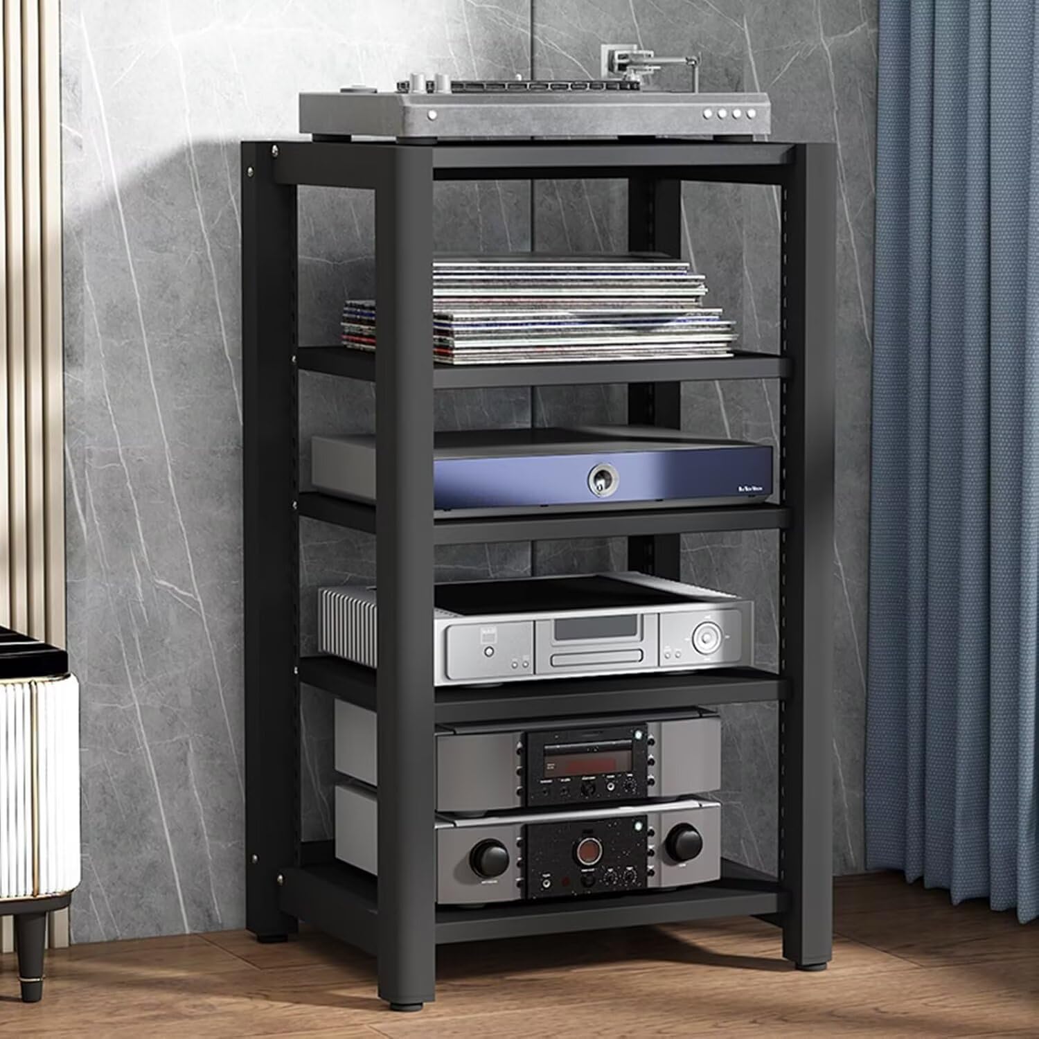Stojak audio HiFi 2/3/4/5-poziomowy stojak stereo TV HiFi szafka na gramofon i nośniki płyta winylowa półka Blu-ray idealny do wzmacniaczy i przetworników cyfrowo-analogowych.