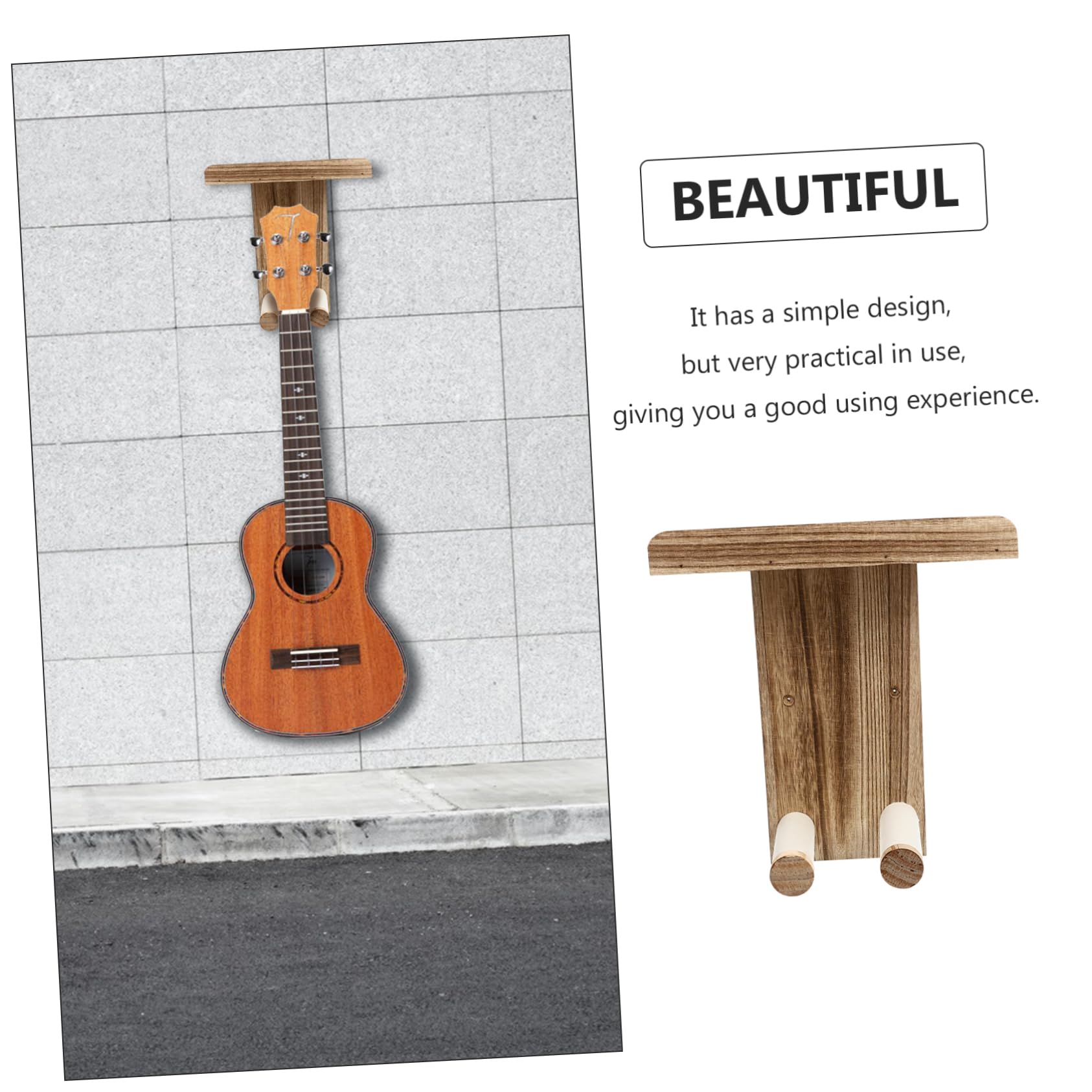 Supporto da Parete per Chitarra in Legno 2 Pezzi, Gancio | Mandolino e Banjo, Salvaspazio per Piccoli Appartamenti, Facile da Installare in Negozio