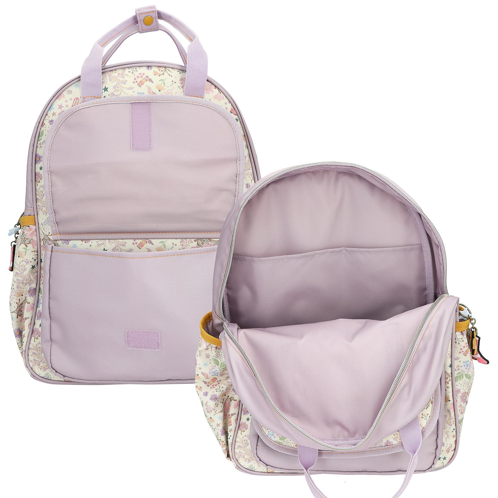 Depesche 13672 TOPModel Cowgirl - Rucksack in Lila und Creme, mit Model Motiv und Blumen-Muster, Tasche mit verstellbaren Trägern