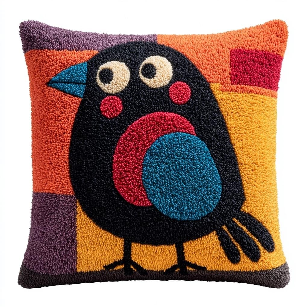 Axiangzik Cartoon Crow Latch Hook Pillow Kit For Beginners,