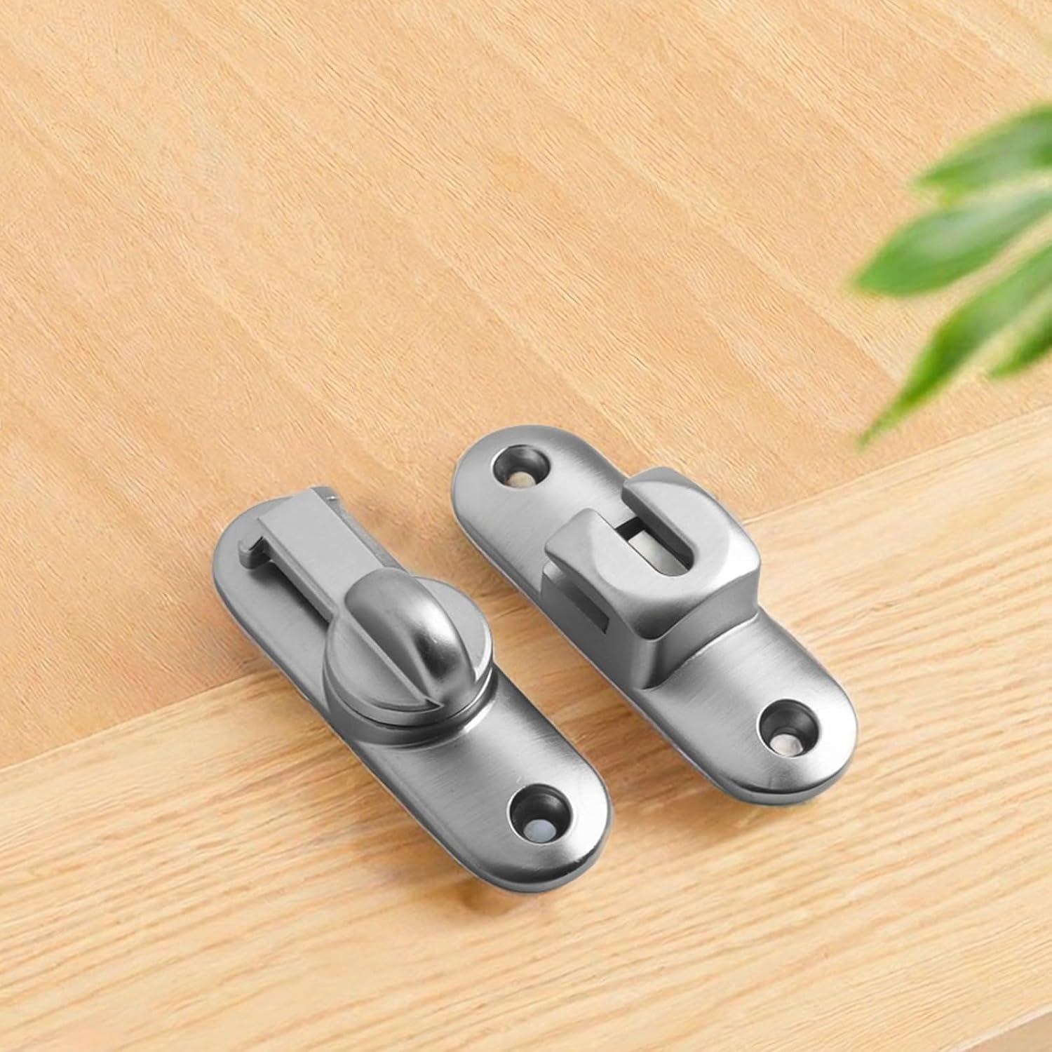 Sliding Gate Lock Latch for Cabinets Stainless Steel Design with U Shaped Slot for Easy Installation (Silver)