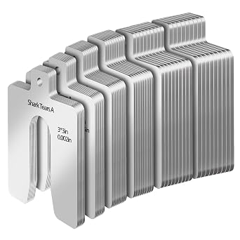 54PCS 304 Stainless Steel Shim Kit, 3" x 3" Slotted Assortment Box