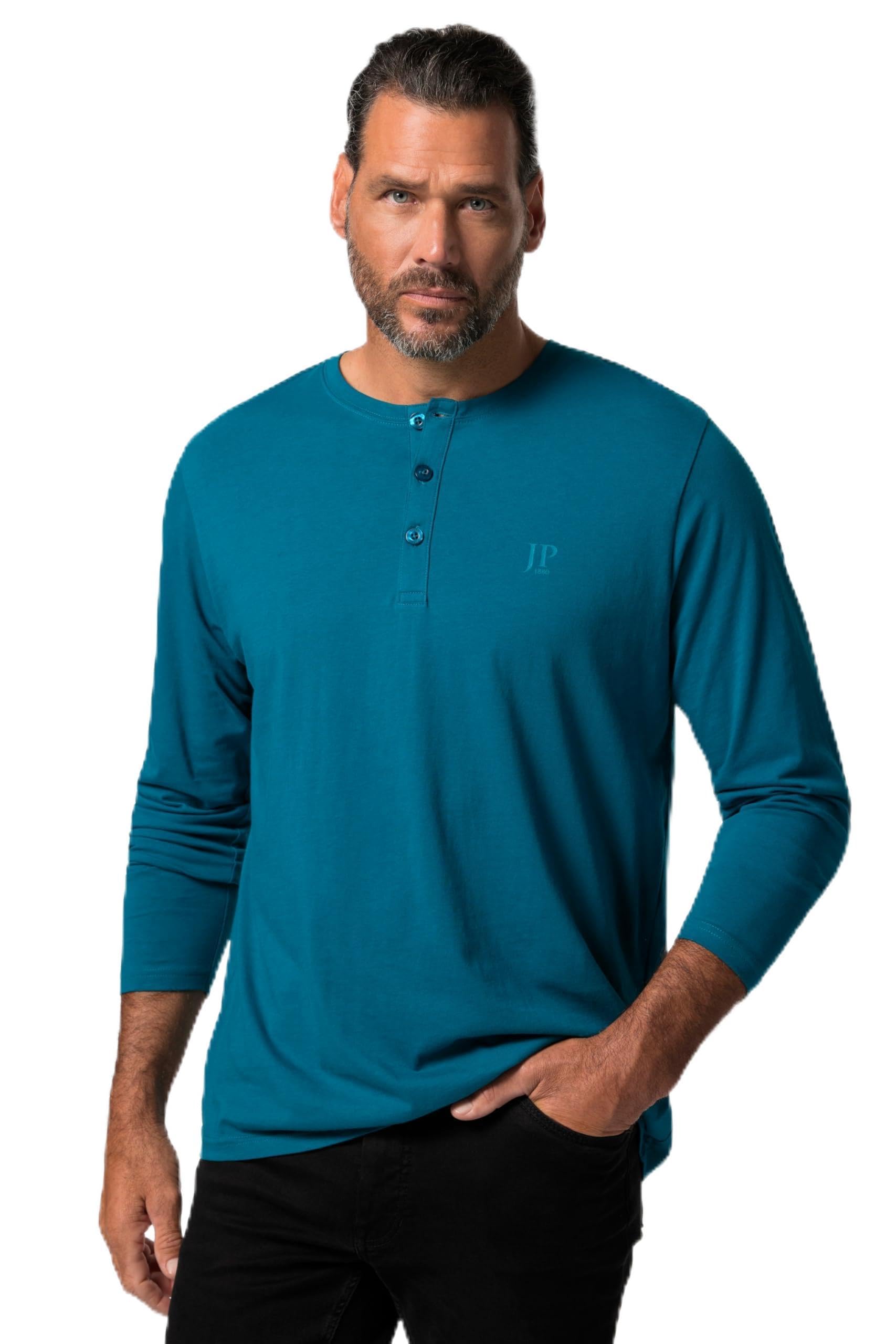 JP 1880 Men's Henley T-Shirts, Ocean Blue, XXL