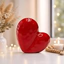 Xtore® Romantic Heart-Shaped Ceramic Showpiece for Home Décor | Artistic Tabletop Accent for Living Room, Bedroom & Gifting (Red, Pack of 1) gallery image