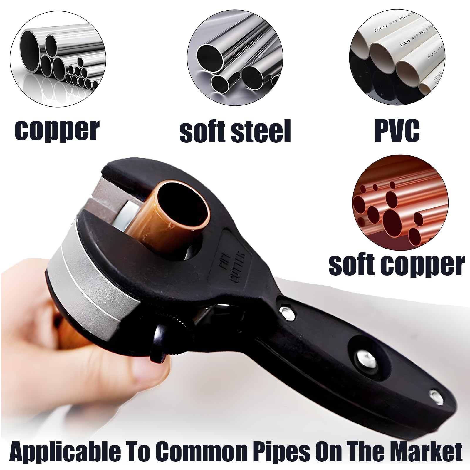 Coupe-tube à cliquet, coupe-tube en cuivre de 6,35 mm à 2,2 cm, 2 en 1 - Coupe-tube compact à cliquet pour couper le PVC, lame de coupe à cliquet (6 à 23 mm)