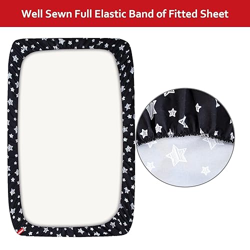 Miniatura 2 de Black Star - Sábana de cuna para bebé, microfibra suave y sedosa, sábana bajera ajustable de 52 x 28 pulgadas para colchón de cuna de tamaño