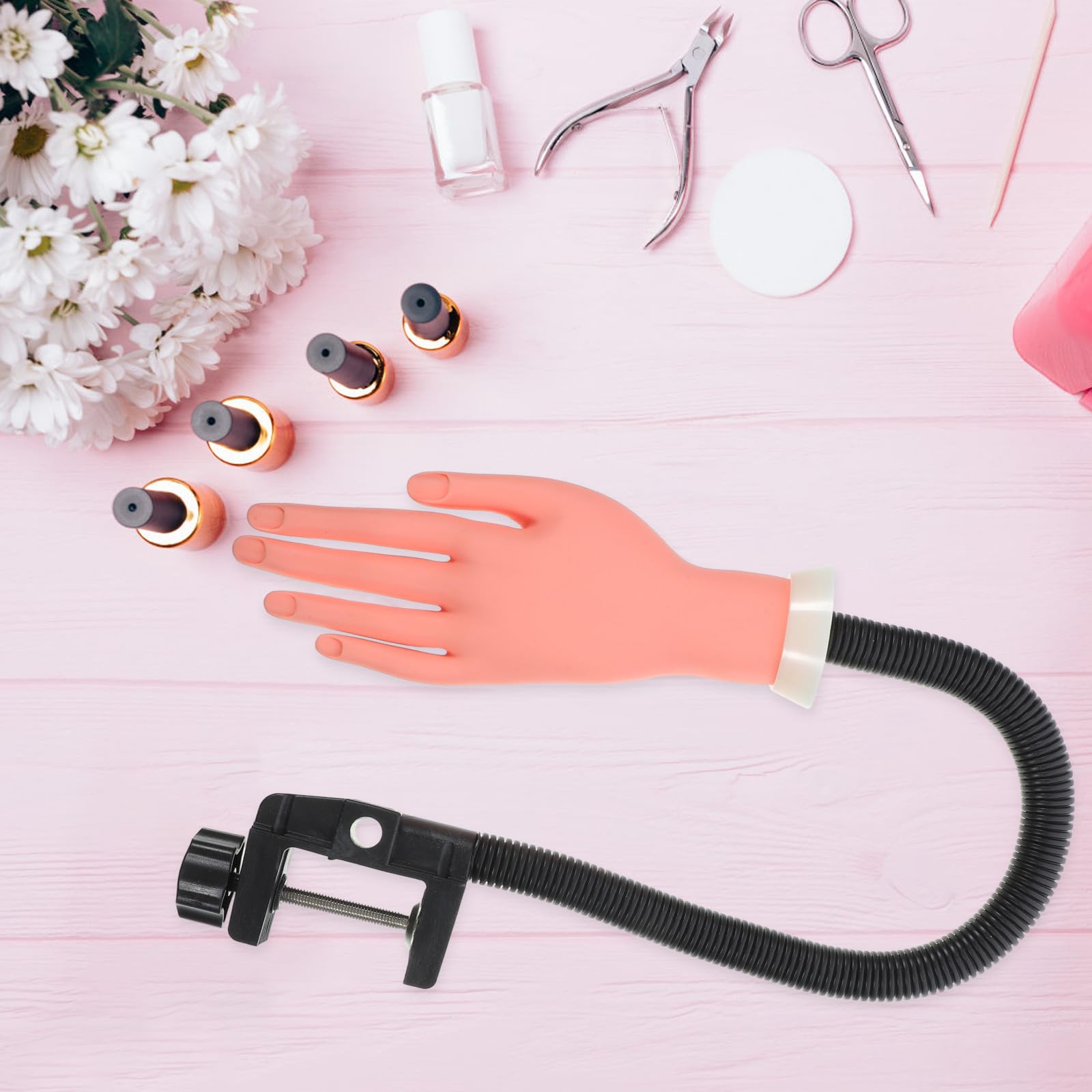 Flexibles Silikon Übungshand Modell mit 100 Kunststoff Nagelkunst Nagelspitzen für Nagelkunst Übung und Maniküre Anfänger Geeignet