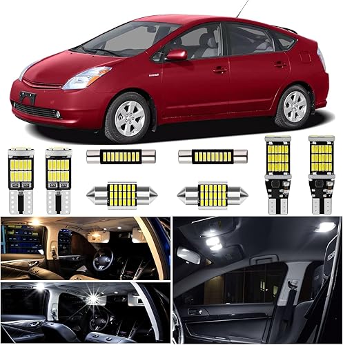WIYBYDM Kit de luces interiores LED blancas para Toyota Prius 2004 2005 2006 2007 2008 2009 superbrillante mapa cúpula puerta espejo de vanidad de