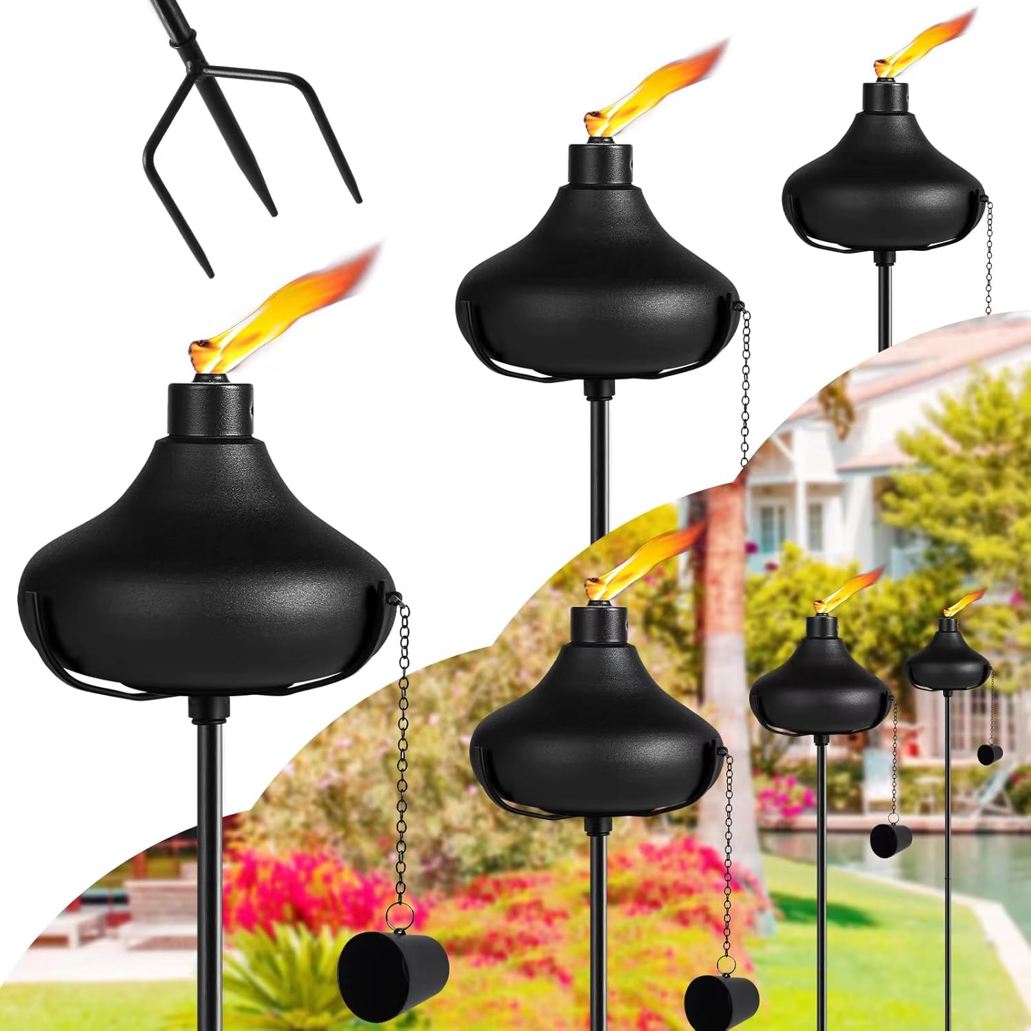FANTorches 24.5 Oz Home Garden Torch Set of 6, Outdoor