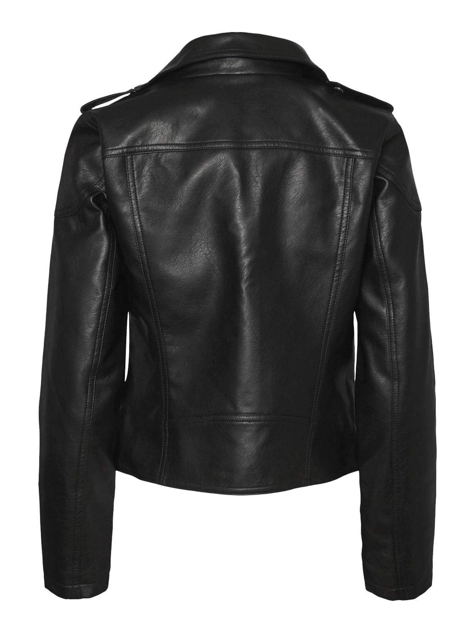NOISY MAY Veste Rollo Femme Veste en imitation cuir noir 100% Polyester