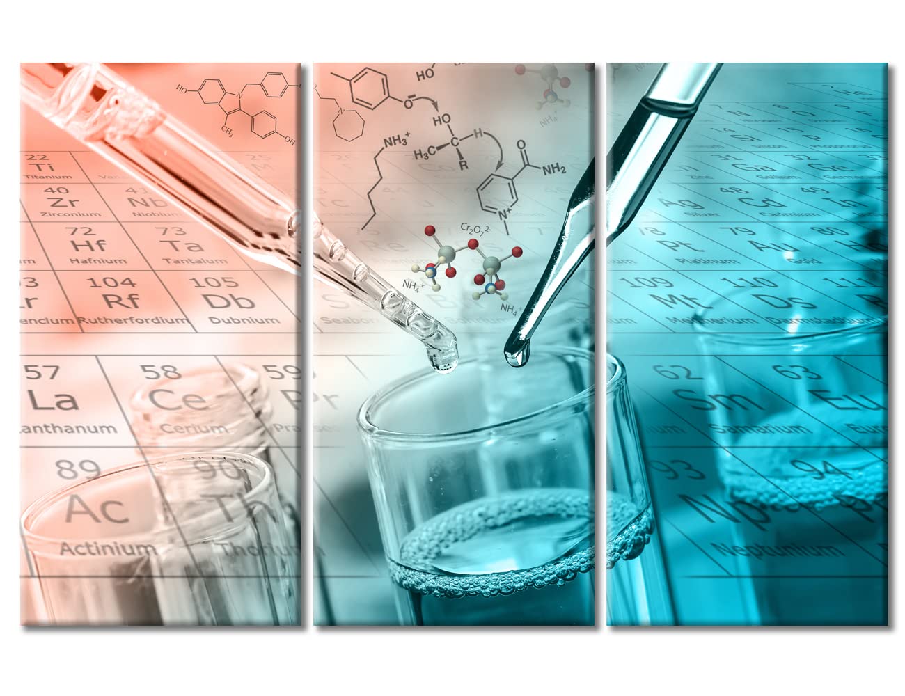 3 Panels Canvas Wall Art Clinical Laboratory Artwork Pictures 60" W x 40" H