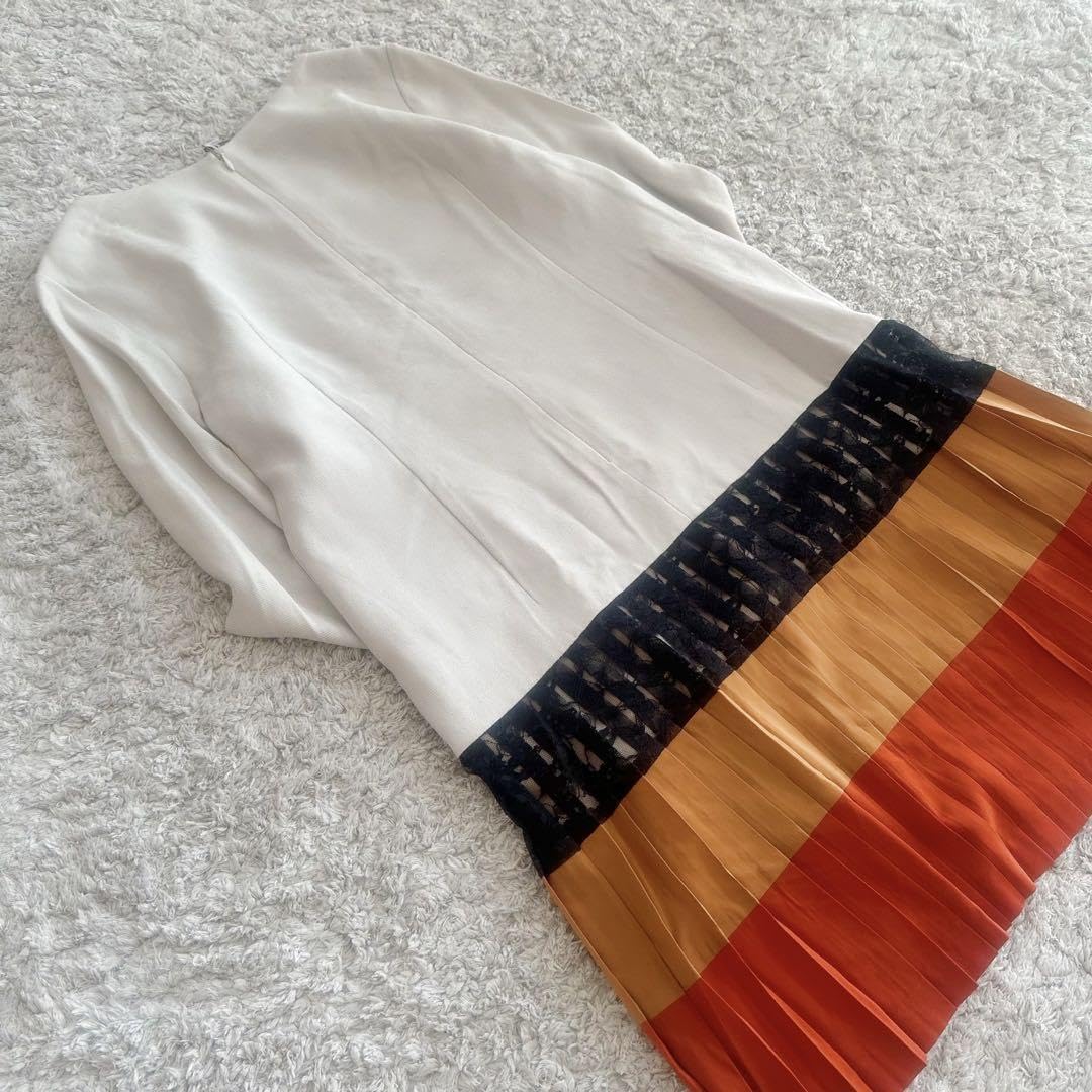 Amazon.co.jp: 異素材mix／刺繍レースダイアグラム／プリーツ  