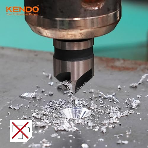 Miniatura 7 de KENDO Juego de 5 brocas avellanadoras de acero de alta velocidad, 5 flautas de 82 grados, vástago hexagonal de 14 pulgadas, apto para agujeros de