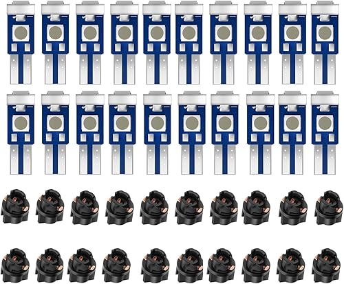 20 luces LED T5 para tablero de automóvil, color azul hielo 74 37 2721 PC74 de repuesto con enchufe de bloqueo giratorio, para puerta interior,