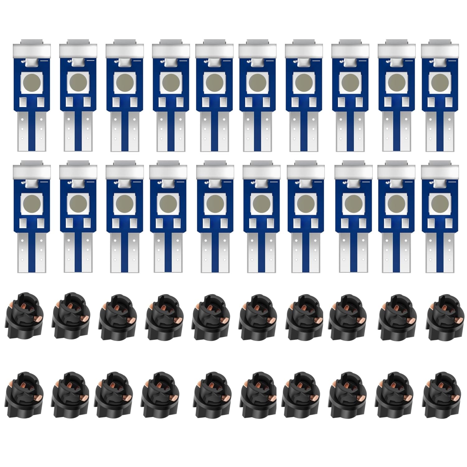 20 Pcs T5 LED Lights for Car Dashboard, Ice Blue 74 37 2721 PC74 Replacement with Twist Lock Socket, for Interior Dome Door Instrument Cluster Dashboard Panel Gauge Indicator