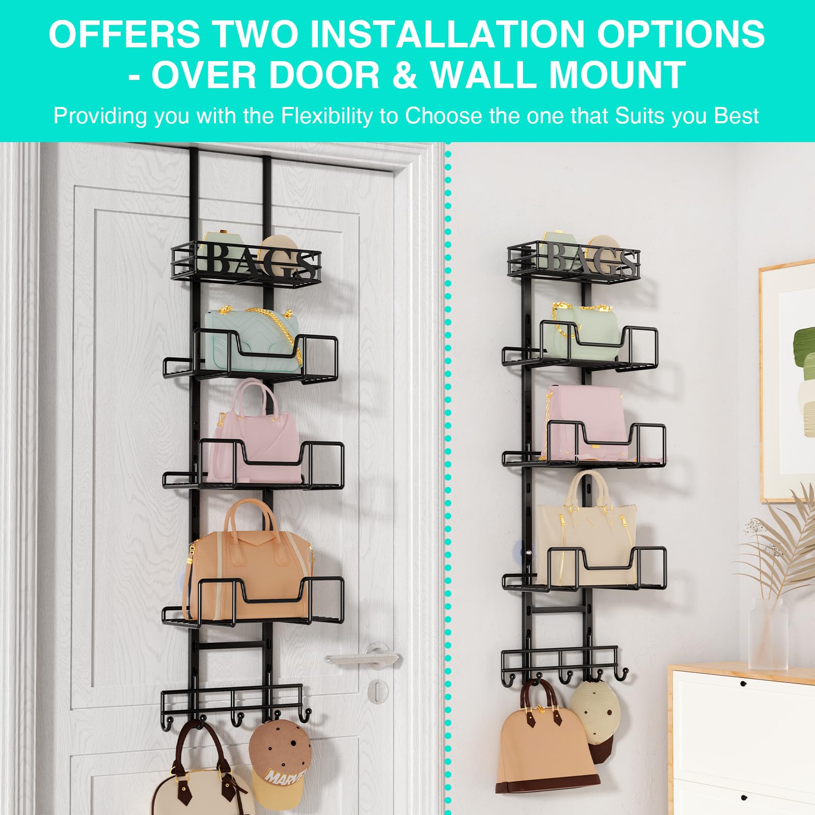 Amazon.com: HapiRm Over The Door Purse Organizer and Adjustable Purse  Storage Rack : Home & Kitchen