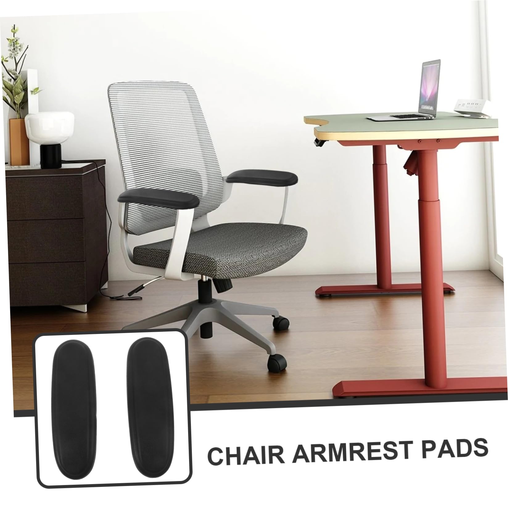 Armlehnenpolster für Bürostühle 2 Stück, Pu Leder, Schwarz