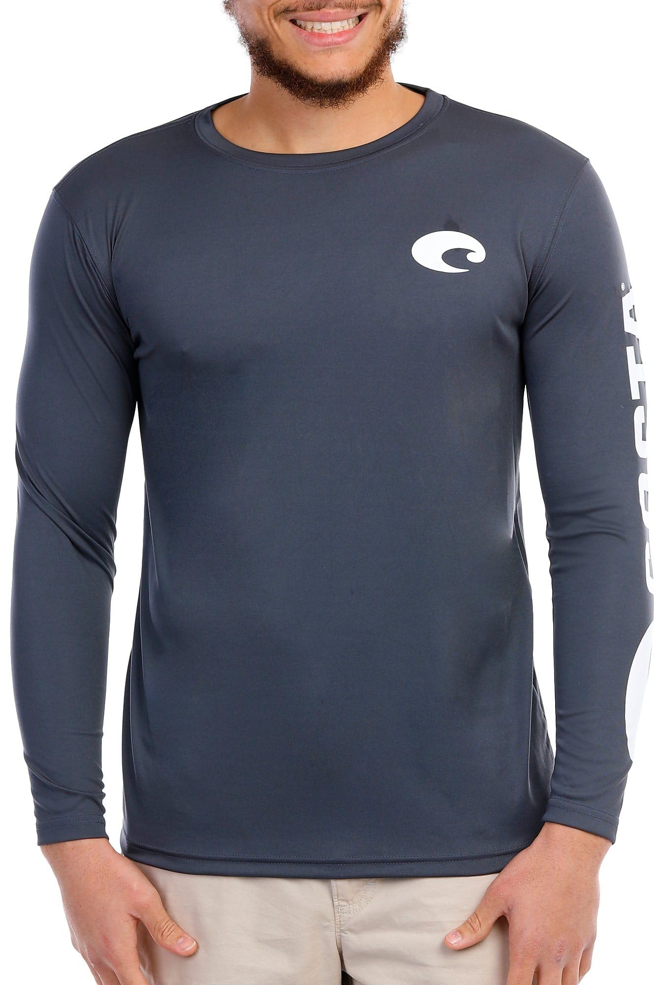 Costa Del Mar Men's Gray Technical Crew Tee T-Shirt, Large