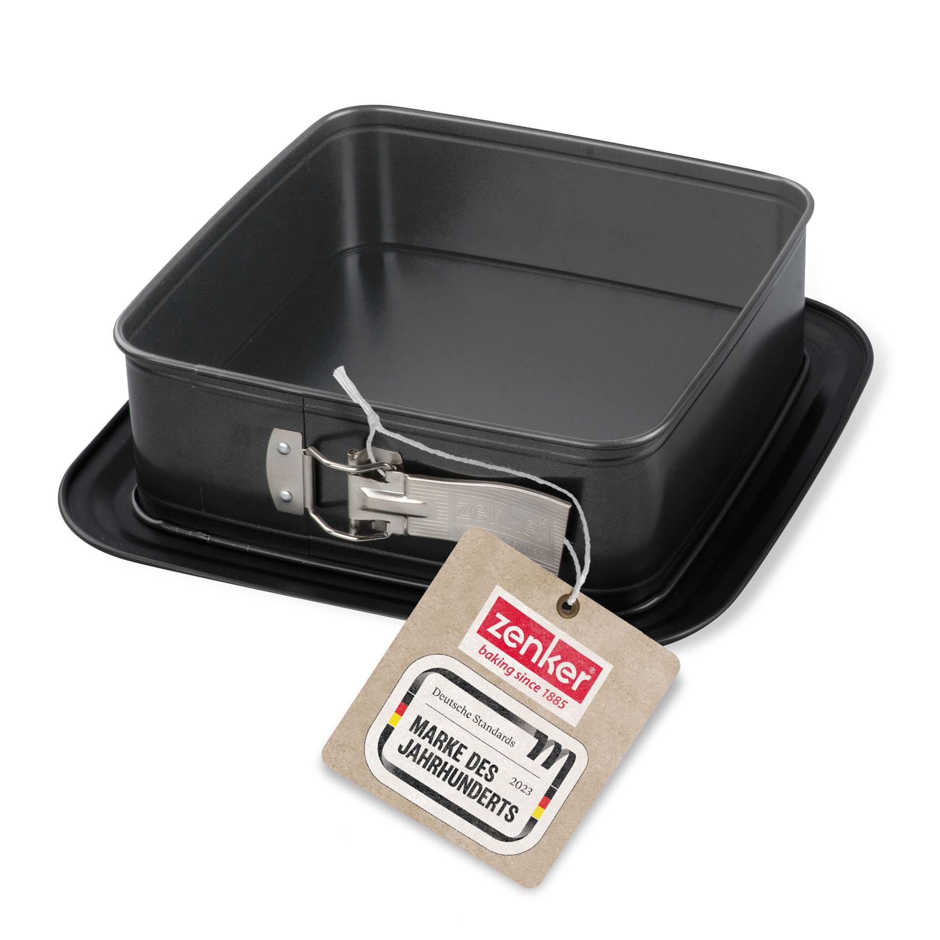 Zenker Square Springform Pan Bake, Click & Go Square Springform Cake Tin - 24 X 24 X 8 Cm - Baking Mould With Separately Available Lid For Direct Transport - Cake Tin For Baking & Transportation
