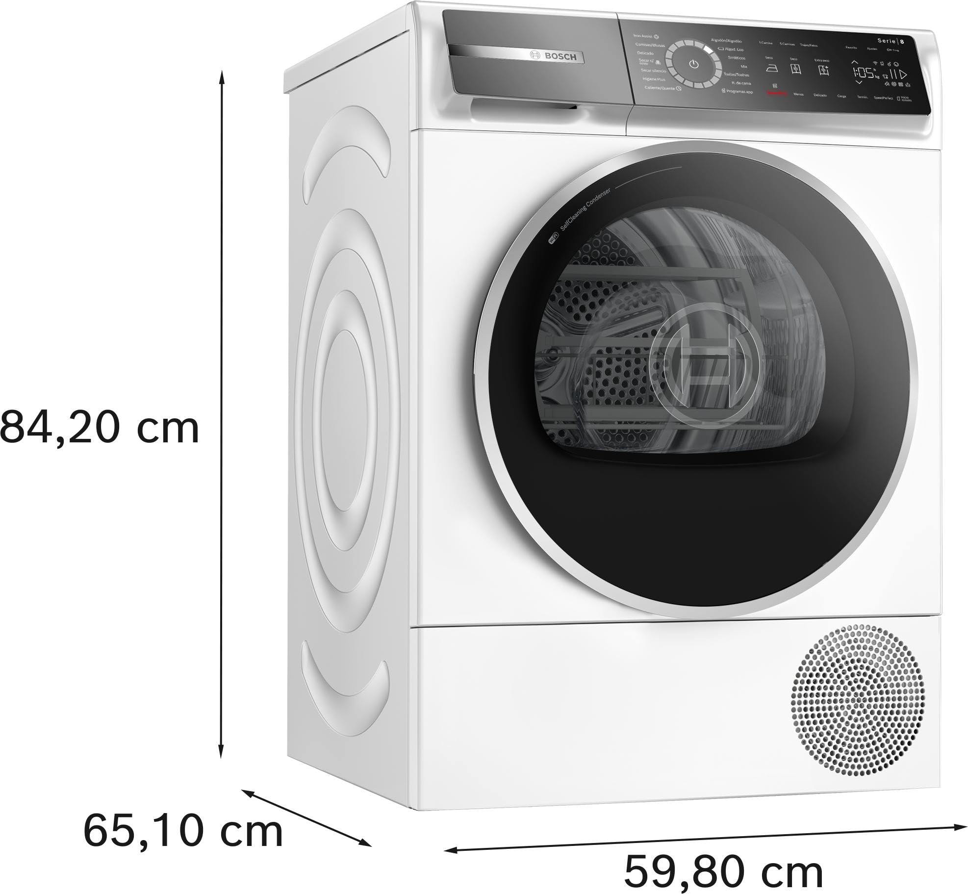 Bosch Secadora con Bomba de Calor, 9 kg, Serie 8, Home Connect, Reverse Drum, AutoDry, Blanco, WQB246C0ES