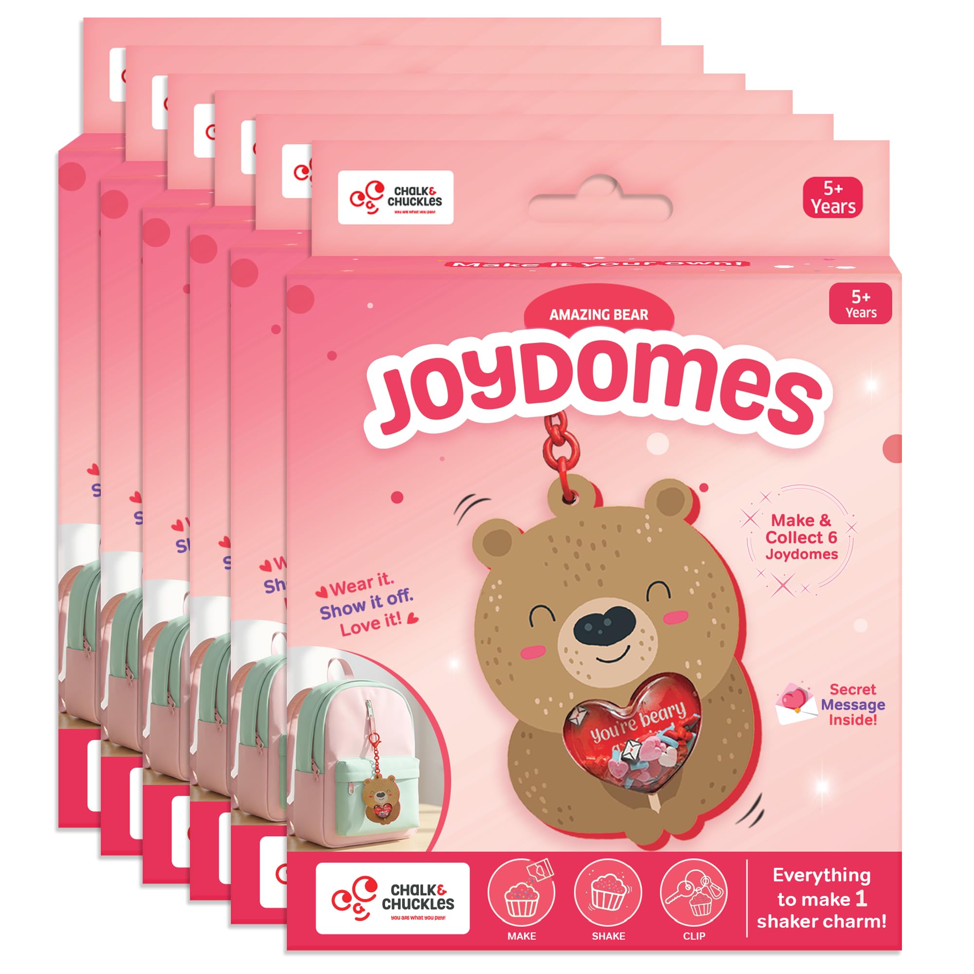 Chalk & Chuckles Joydomes Amazing Bear, DIY Shaker Keychains & Bag Charms | Pack of 6, Tween Creative Accessories Kit, Birthday Return Gifts & Party Activity for Kids Age 6, 7, 8, 9, 10 Years-image-34
