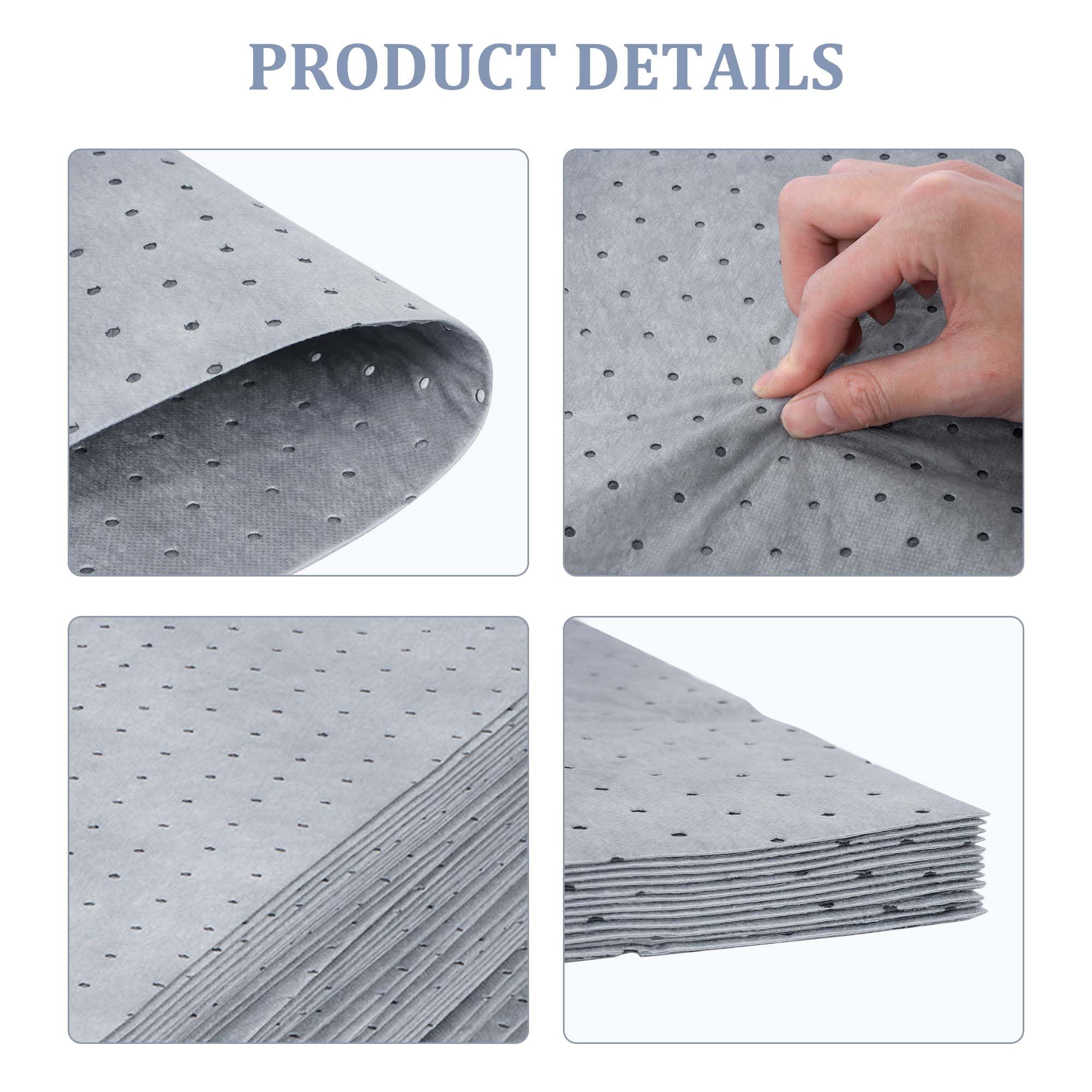 Ölabsorbierende Pads schwere ölabsorbierende Blätter Ölverschmutzungsmatte Grau Ölabsorptionsblätter Öl-Pads für Zuhause, Garage, Keller, Restaurant, Küche, 50 x 40 cm, 100 Stück, S05Y2KM0001