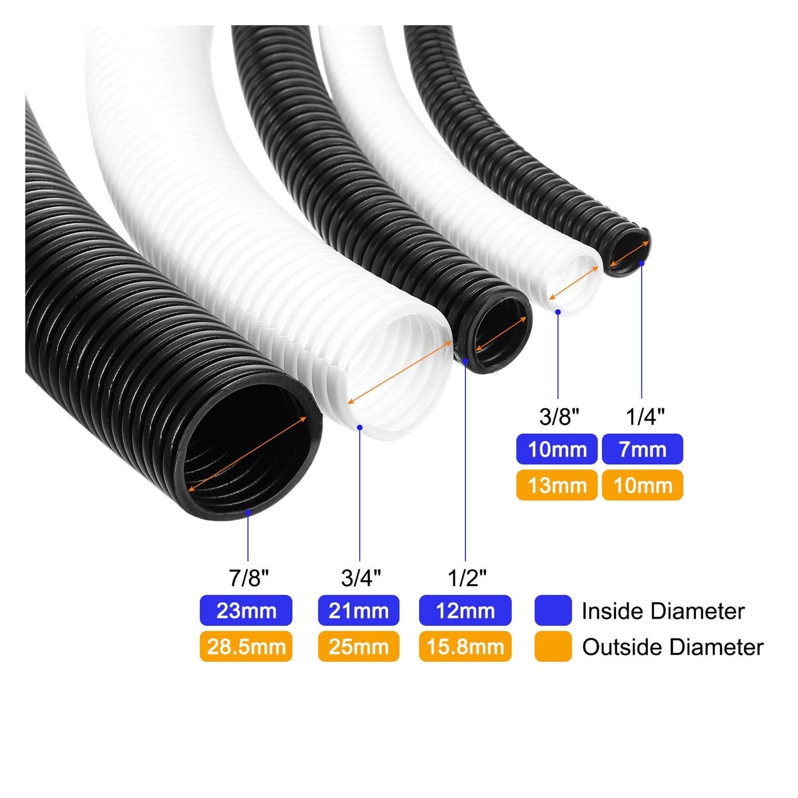 Tubo in polietilene for guaina protettiva for filo flessibile con diametro esterno di 10/13/15,8/25/28,5 mm(Black,10mmx13mmx30.48meters)