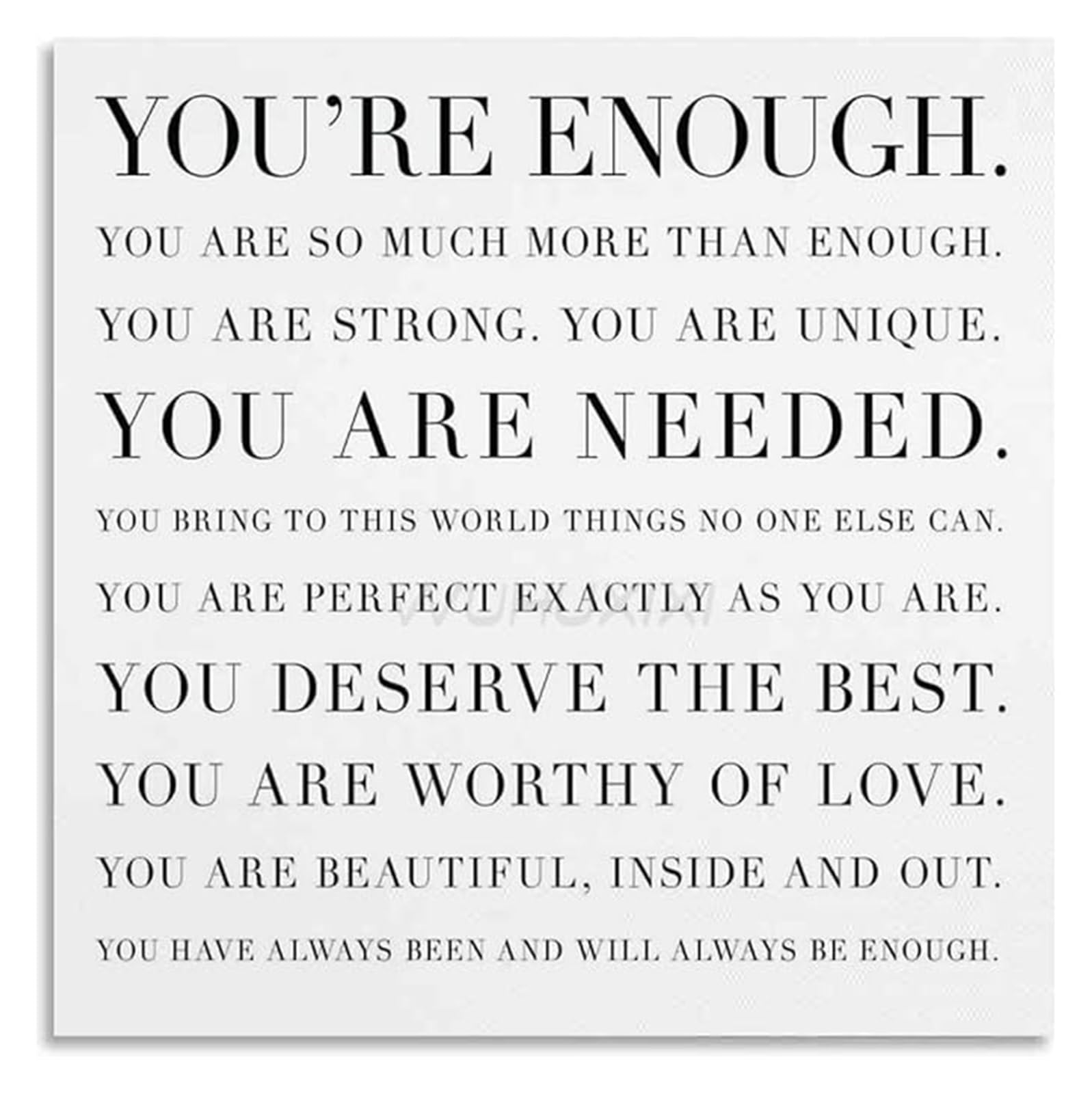 NWPNLXEA You Are Enough Uplifting Quote Modern Wall-Art for Living Room Bedroom Home Decor Unframed,12x18inch(30x45cm)