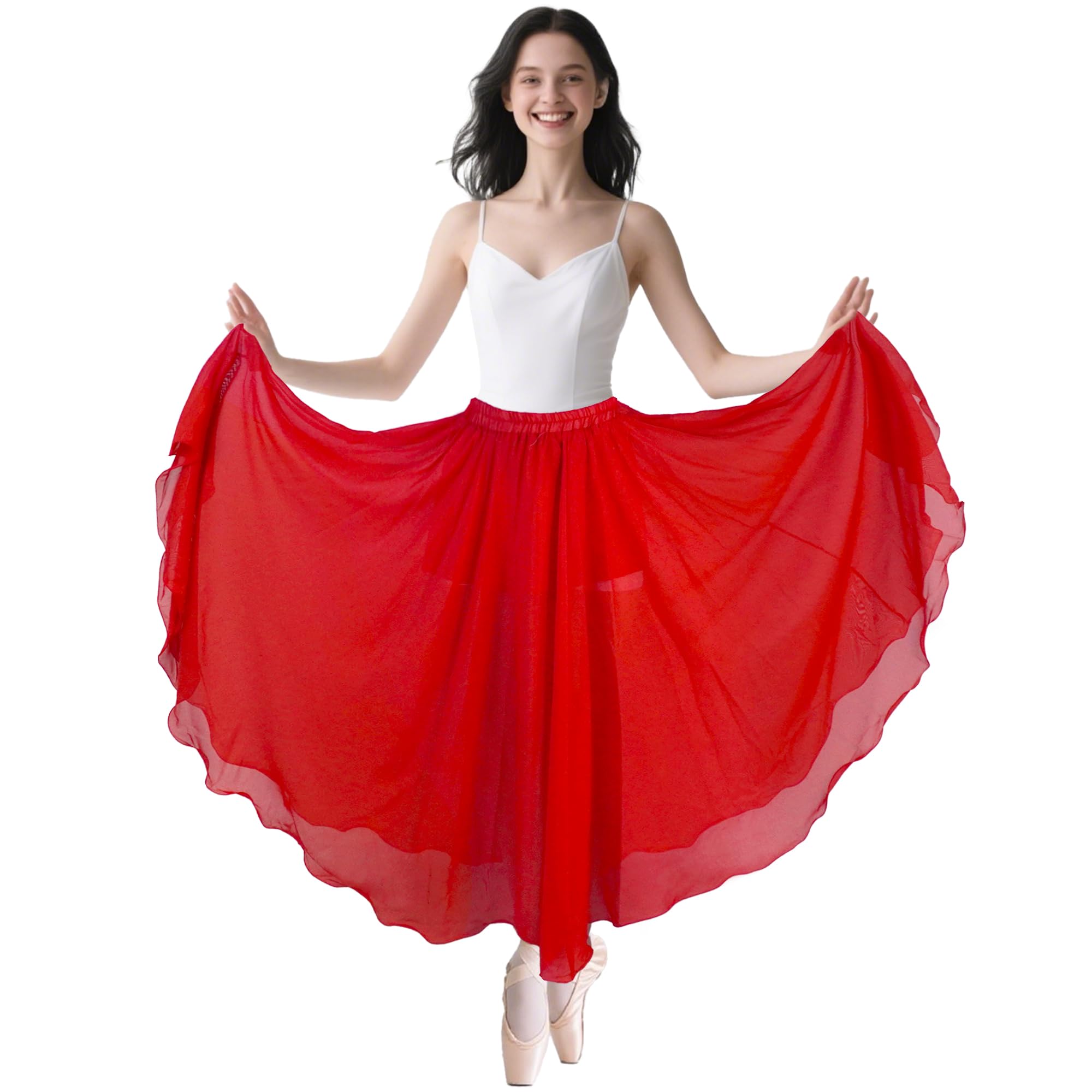 Jupe Danse Orientale en Chiffon pour Femme, Jupe Flamenco Danse du Ventre