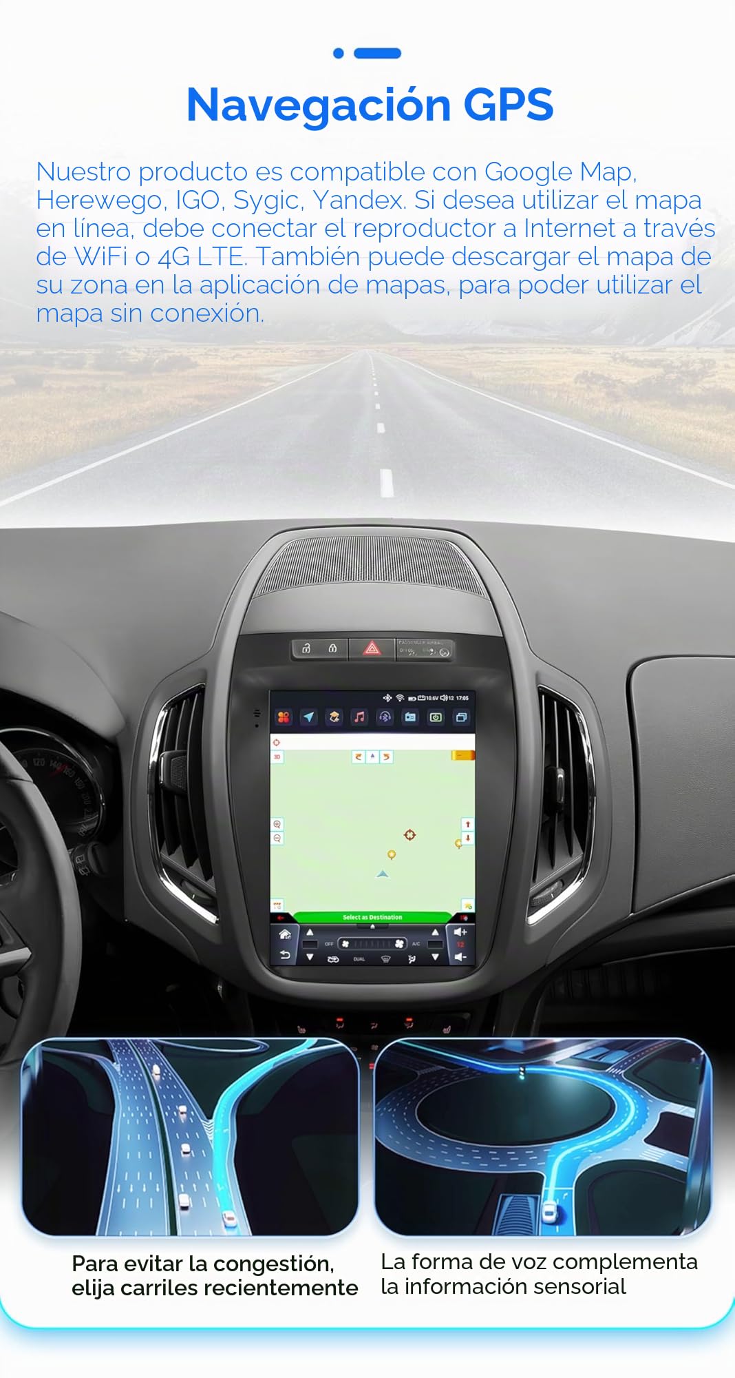 Android 14 Autoradio 9.7 pulgadas Pantalla táctil 8 núcleos 4 GB + 32 GB para Opel Zafira C/Vauxhall Zafira C 2010-2016 WiFi Wireless Android Auto & Wireless Carplay Bluetooth WiFi 4G GPS RDS AM/FM