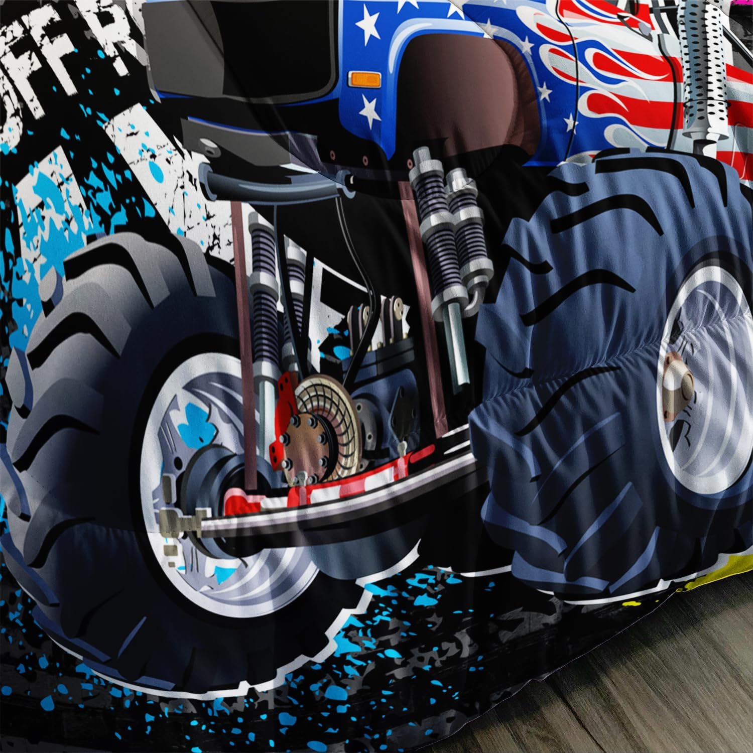 AILONEN Monster Truck Comforter Set - Full Size, 3-Piece Set Including Quilt and 2 Pillowcases - Image 4