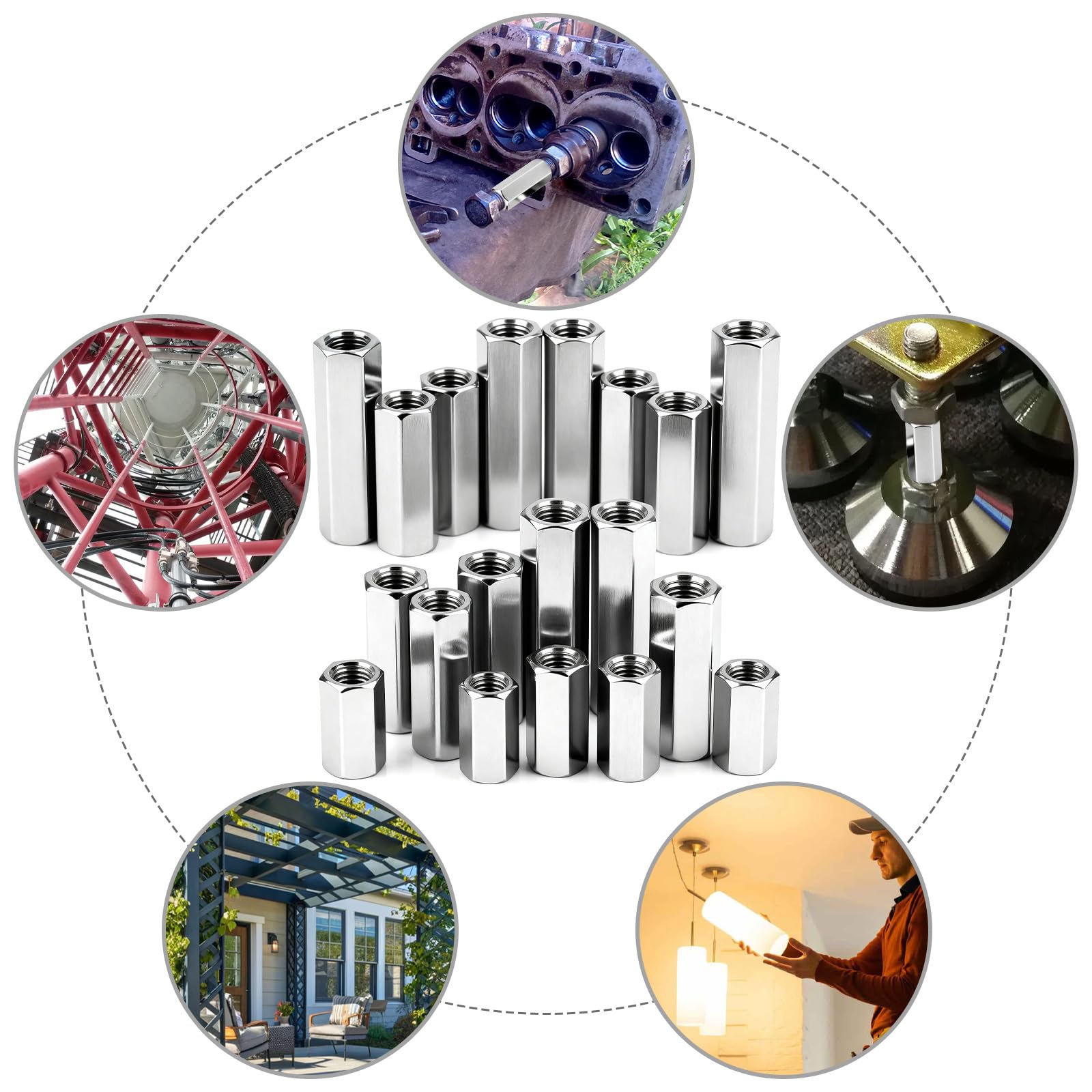 Jeboler, 4 Dadi Lunghi M5 X 15 Mm, Dadi Filettati In Acciaio Zincato - Foto 10