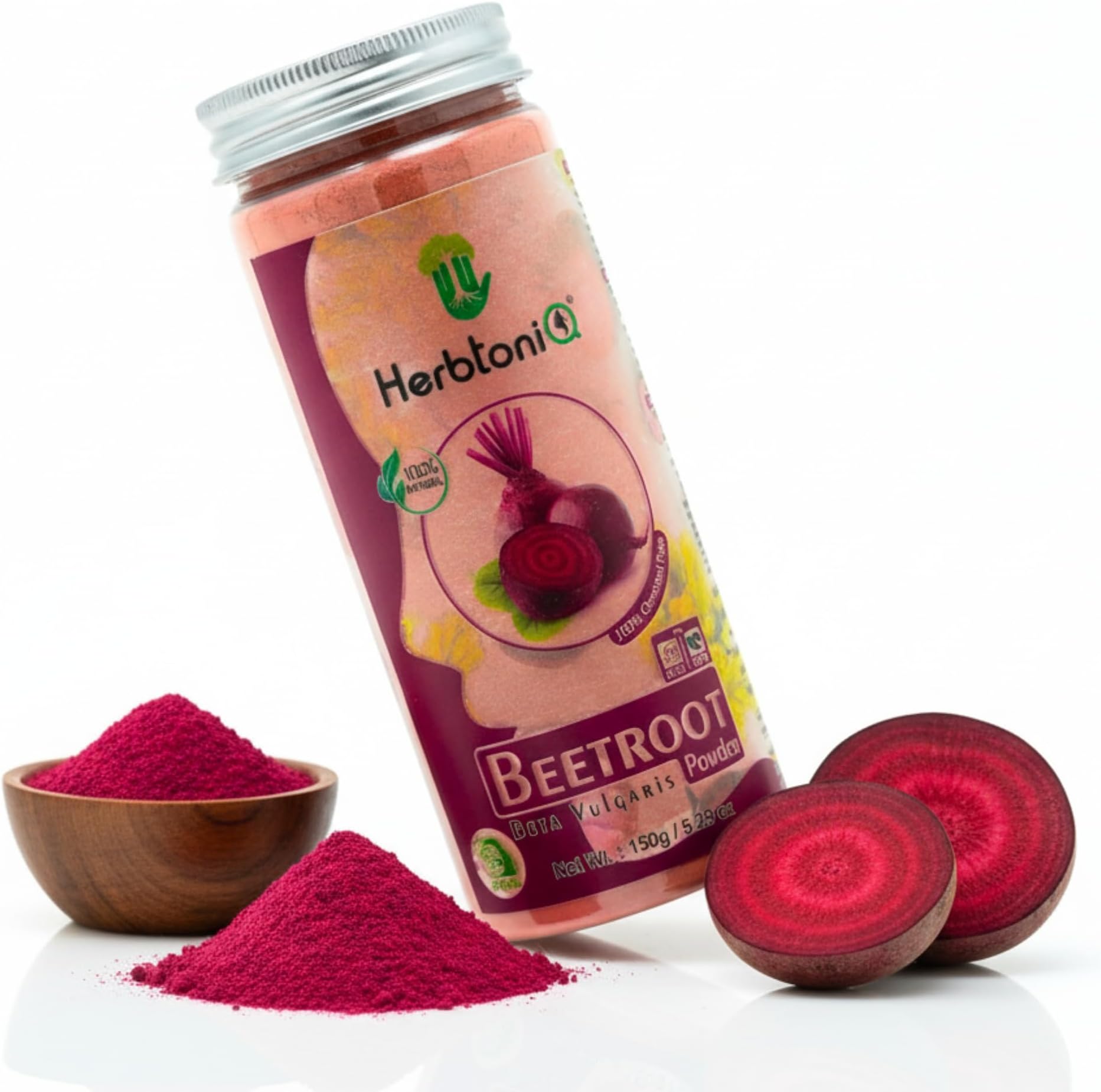 Herbtoniq Natural & Organic Beetroot Powder for Skincare, Haircare & Body Care