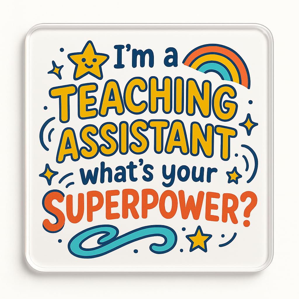 The Plum Penguin Teaching Assistant Acrylic Coaster Gift With Whimsical Superhero Design - Cheerful Appreciation Present For Heroes
