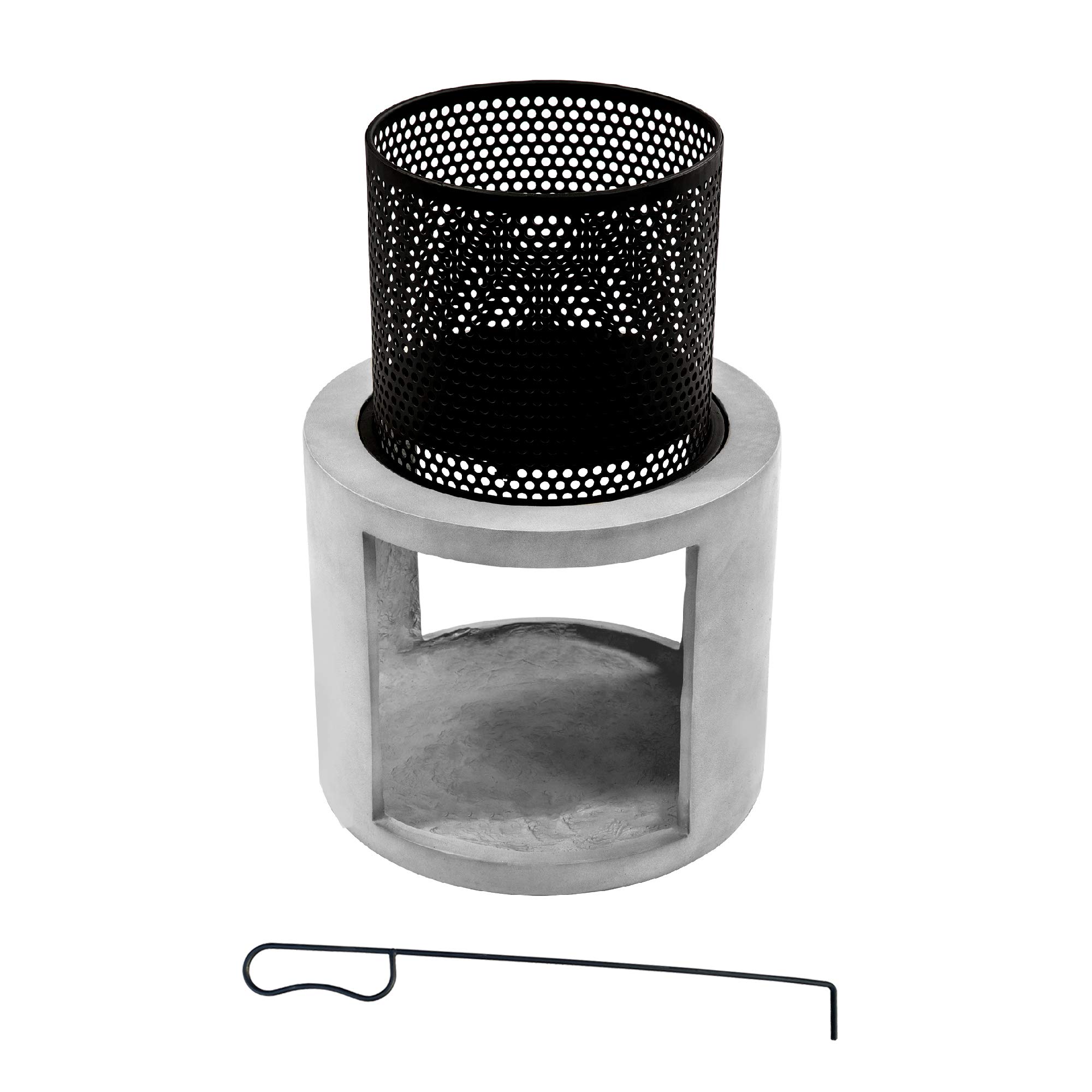 Teamson Home Jardín Brasero de Leña Grande, Hoguera para Leña para Exterior con Almacenamiento