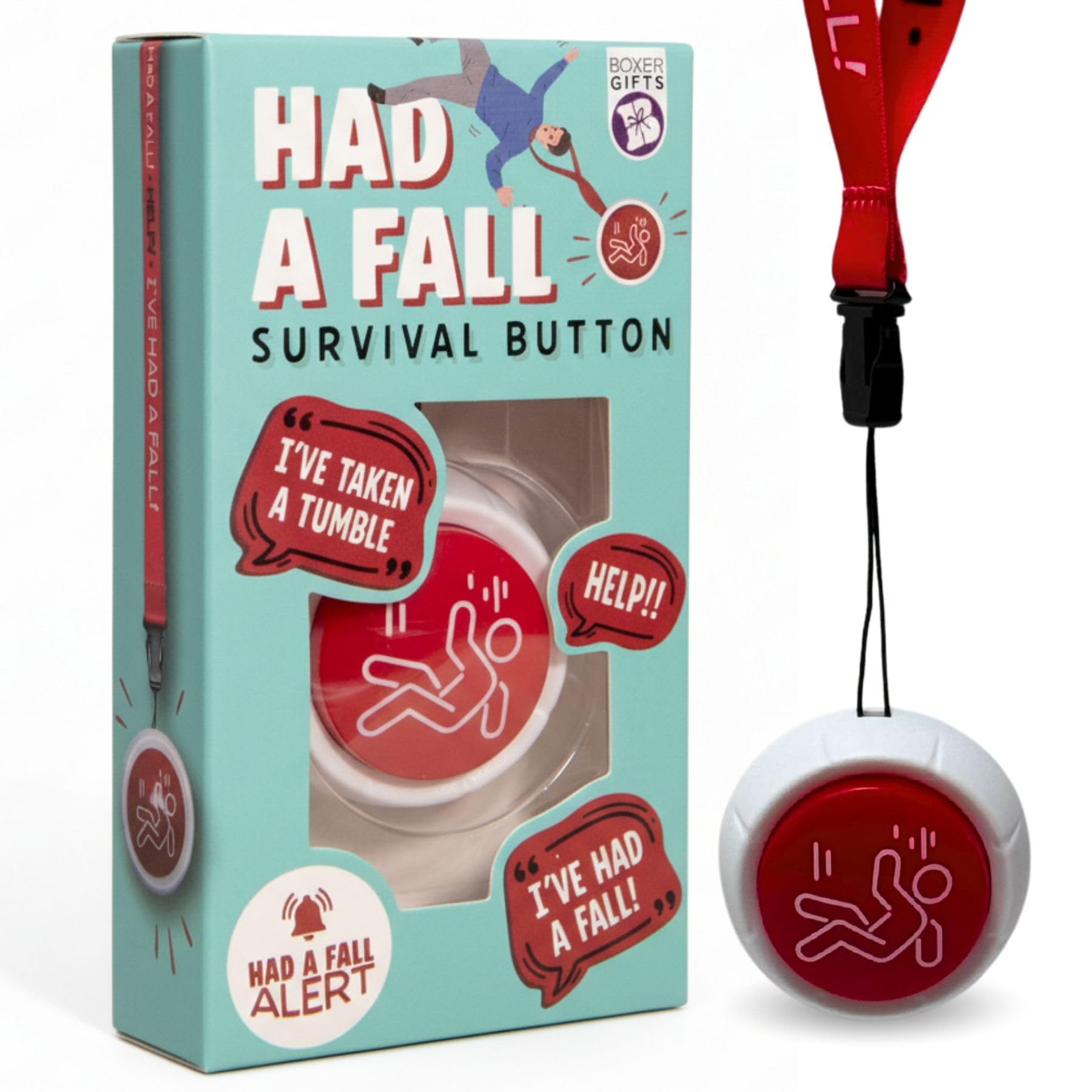 Boxer Gifts Had a Fall Old Age Joke Survival Button - Funny Birthday or Retirement Gift for Older Men and Women - Novelty Presents