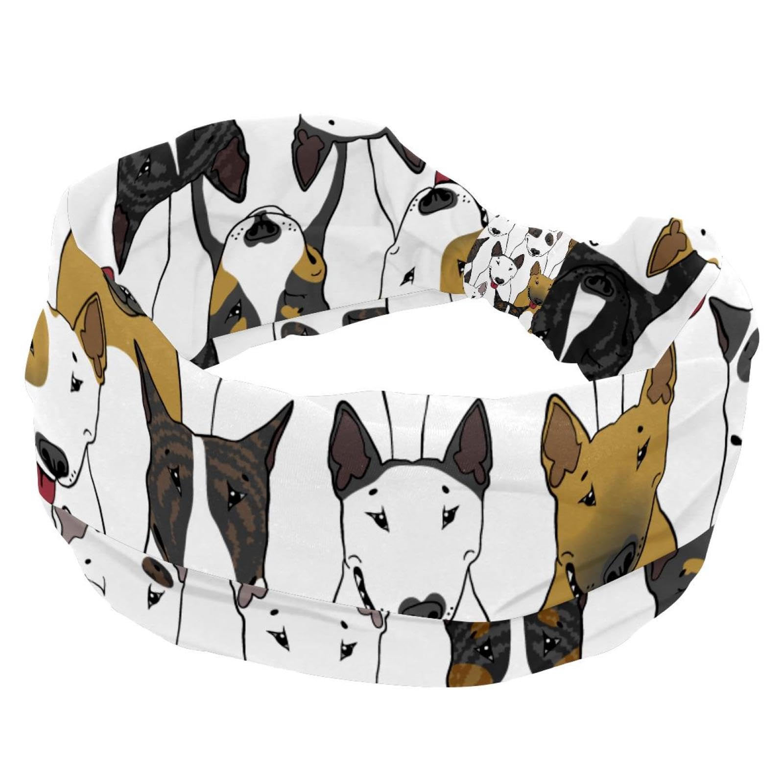 Colorful Bull Dogs Headbands for Women's Hair,Soft Elastic Bandeau Hair Bands Makeup Yoga Workout Running Sweat Hair Wraps Fashion Hair Accessories