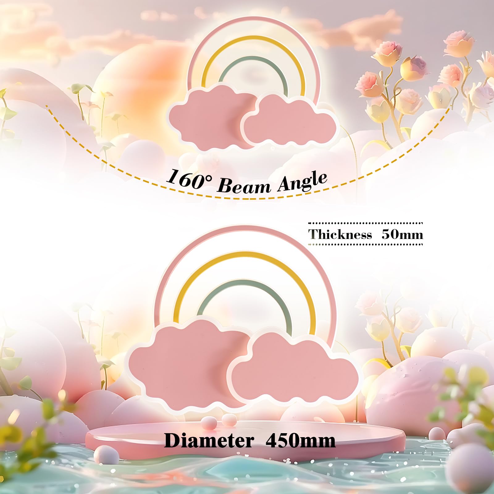 Led Kinder Deckenleuchte Wolken Regenbogen Deckenleuchte dimmbar mit Fernbedienung,Nachtlicht Funktion Kinderzimmer Schlafzimmer Wohnzimmer Junge Mädchen Schlafzimmer blau Deckenlampen 45cm